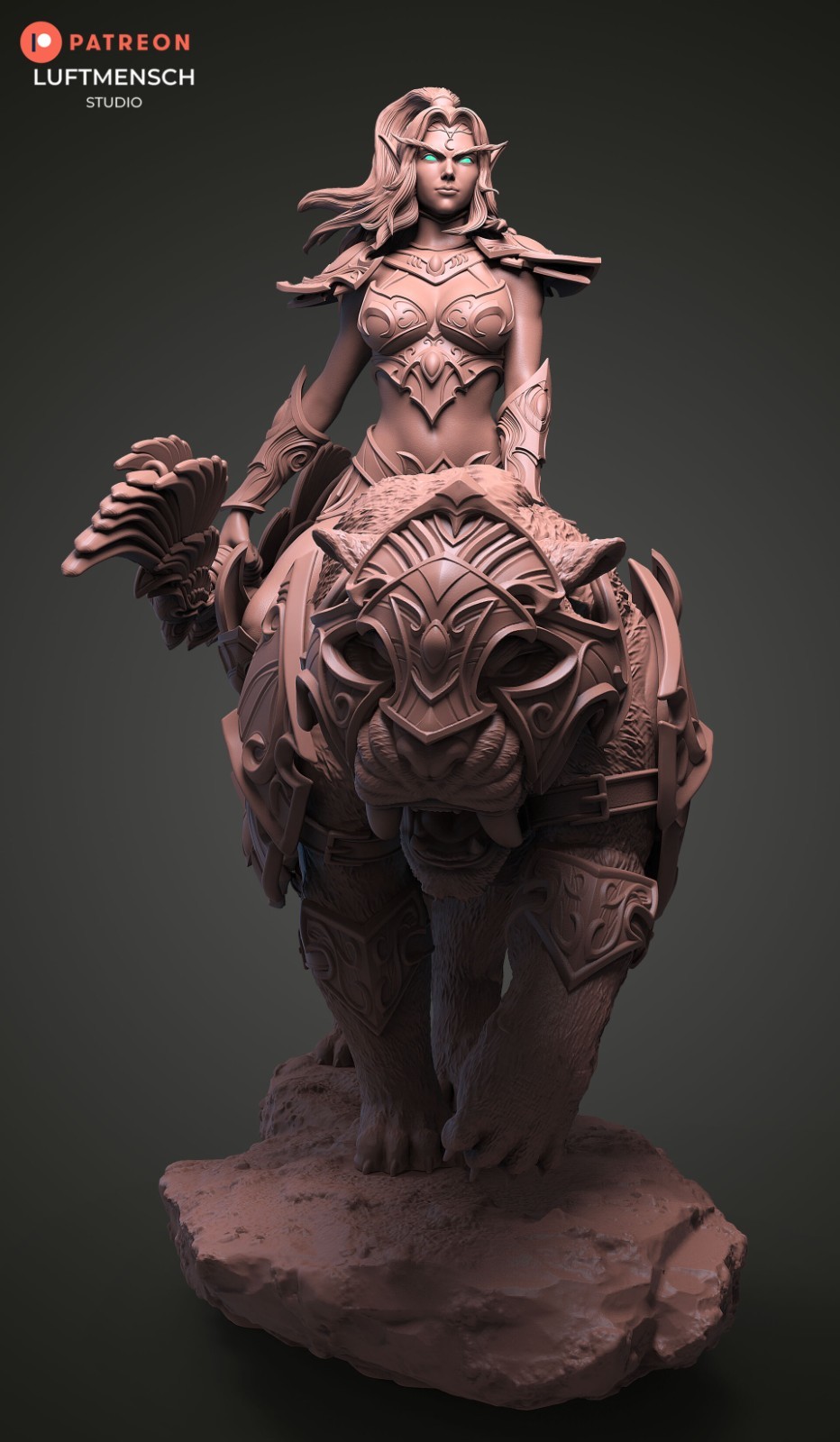 Tyrande & Ashalah | Night Elf Huntress | UNPAINTED 1/6 Scale Resin Kit