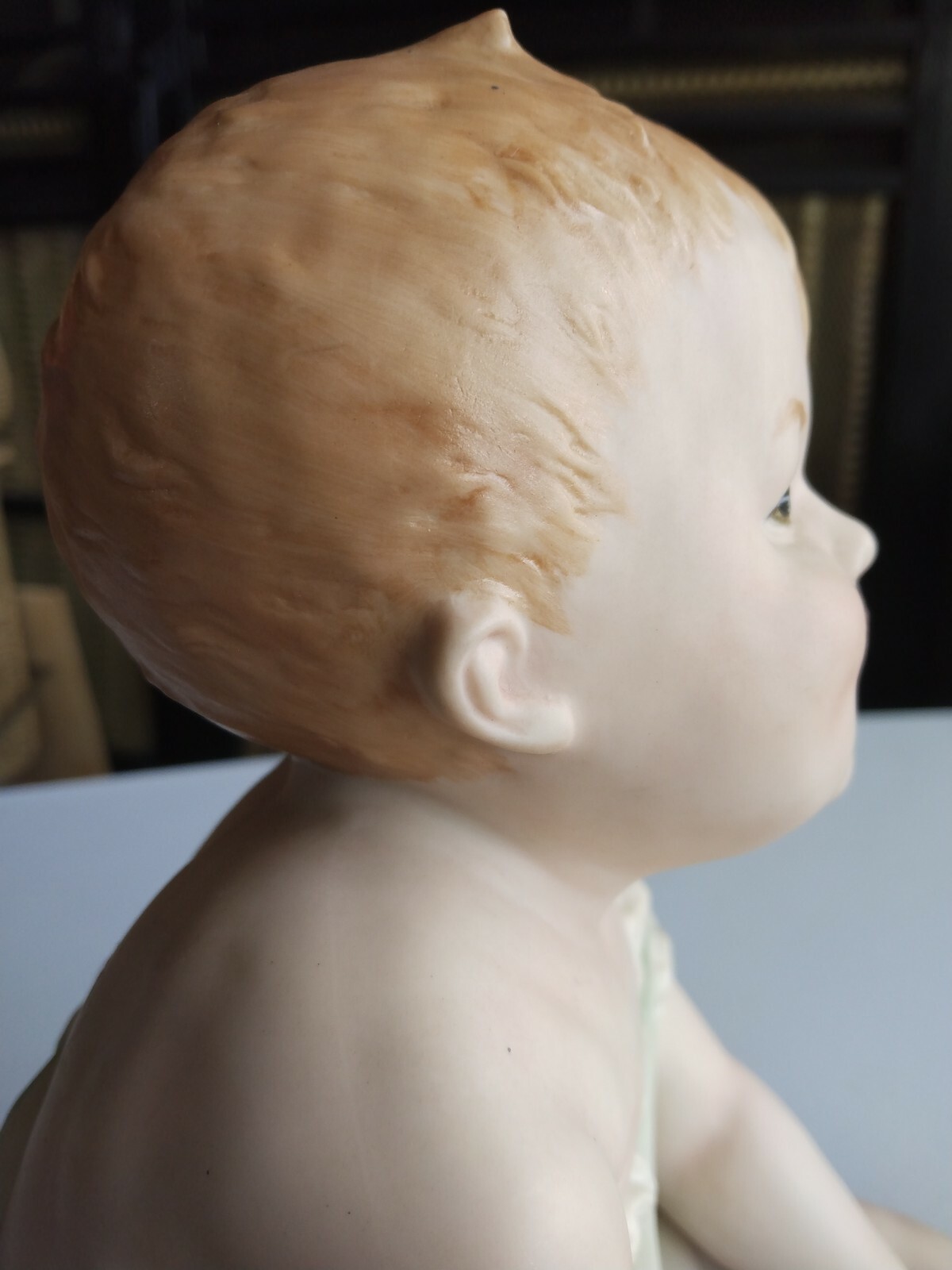 Collectable German Gebruder Huebach Bisque Piano Baby Figurine