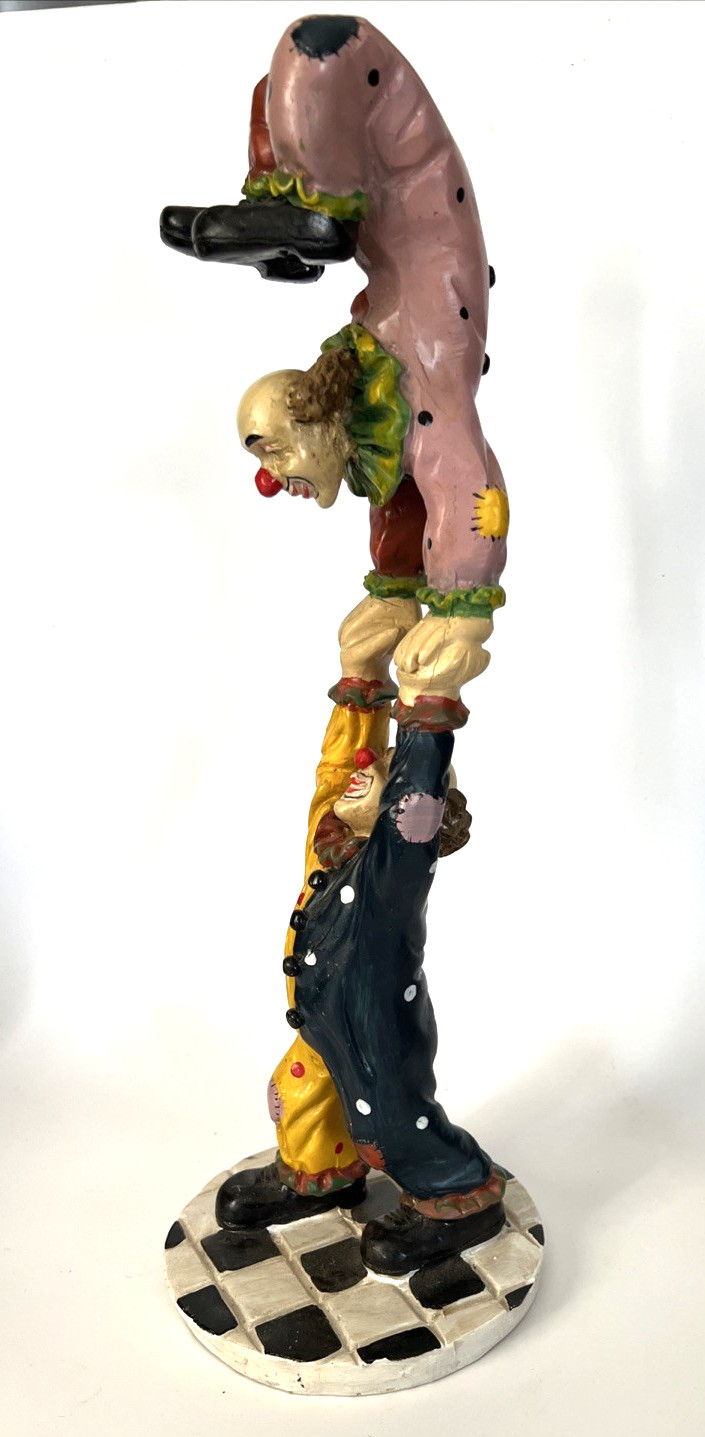 Vintage Happy Funny Clowning TST Circus Clowns Resin 15 1/2″ Tall Sculpture