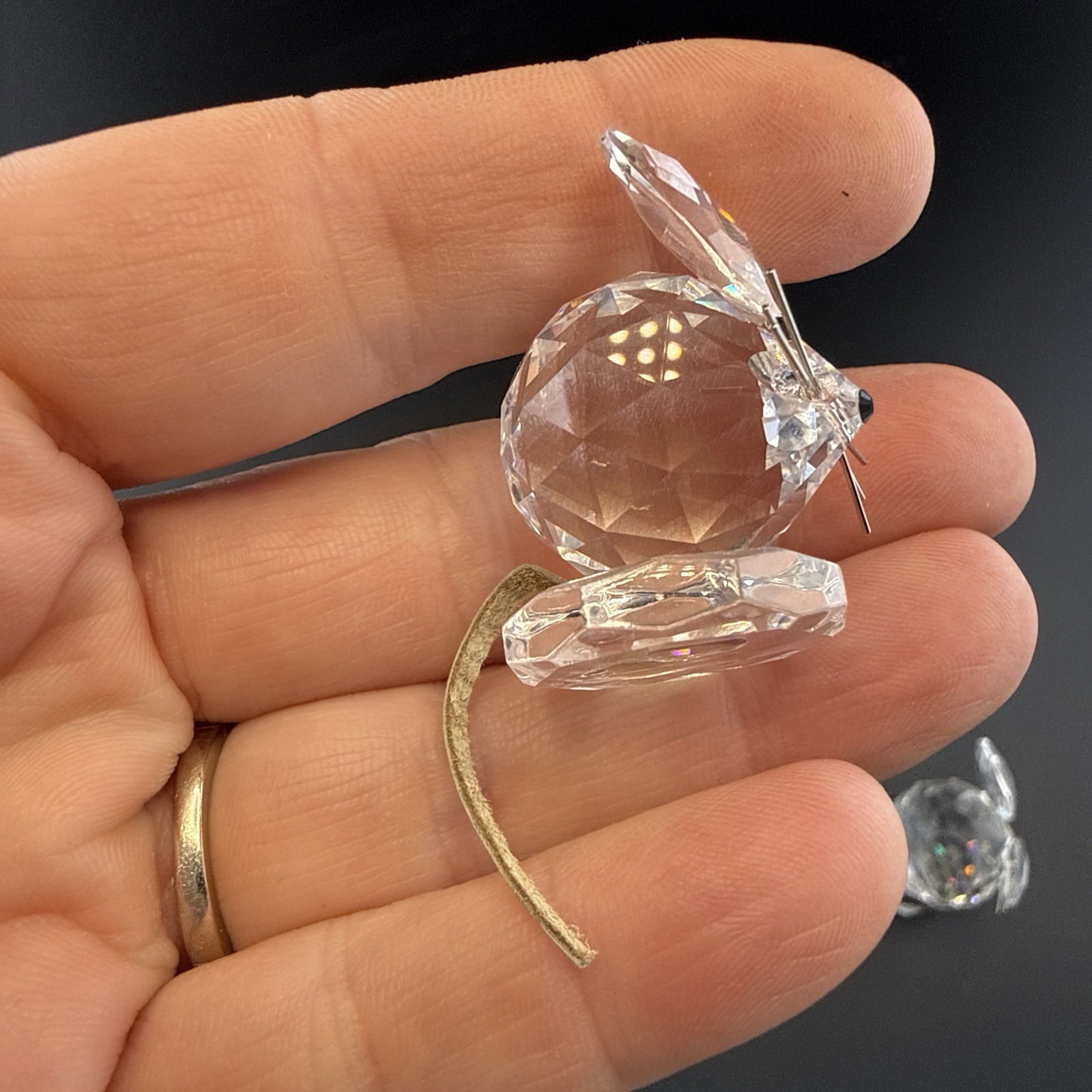 Swarovski Replica Mouse Crystal Figurine Set of 2 Farm Mice Box Leather Tail
