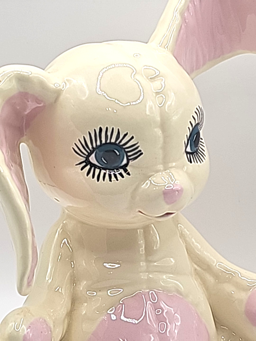 Bunny Rabbit Figurine Hand Painted 7″ Vtg 1986 Kimple Mold Quilted Ceramic