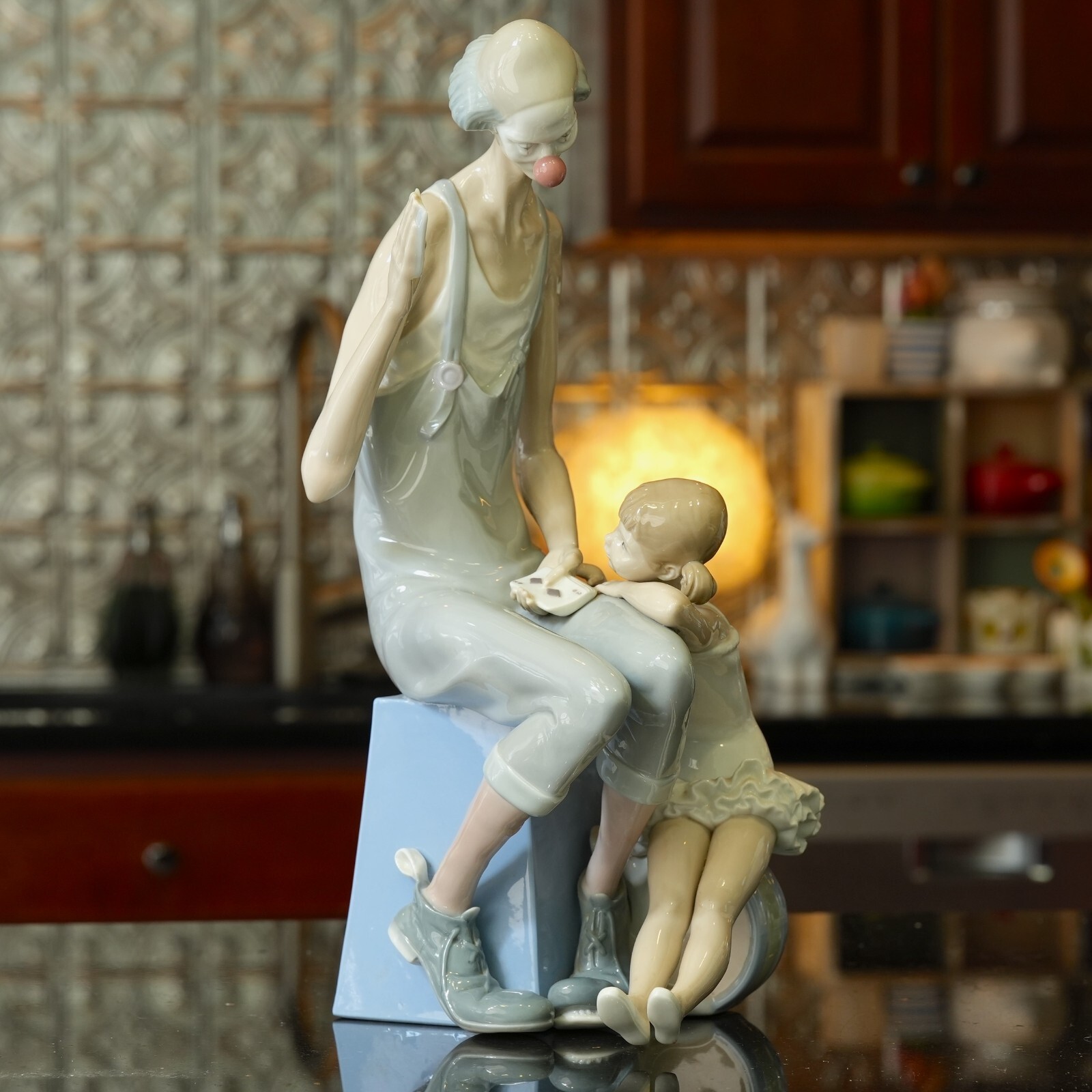 Retired Lladro #4605 “Magic” Clown with Cards & Ballerina 16″ tall RARE