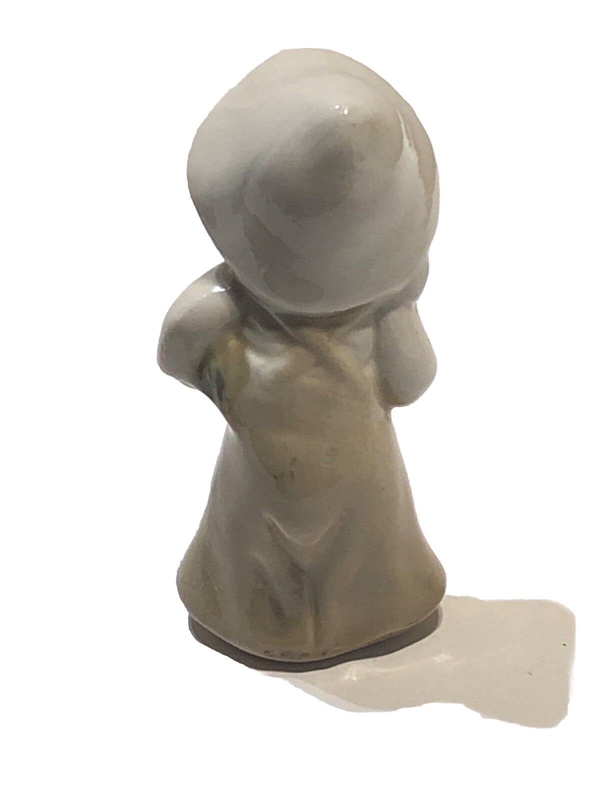 Antique German Hand Painted Porcelain Little Girl Holding Fish 3 1/2” Figurine