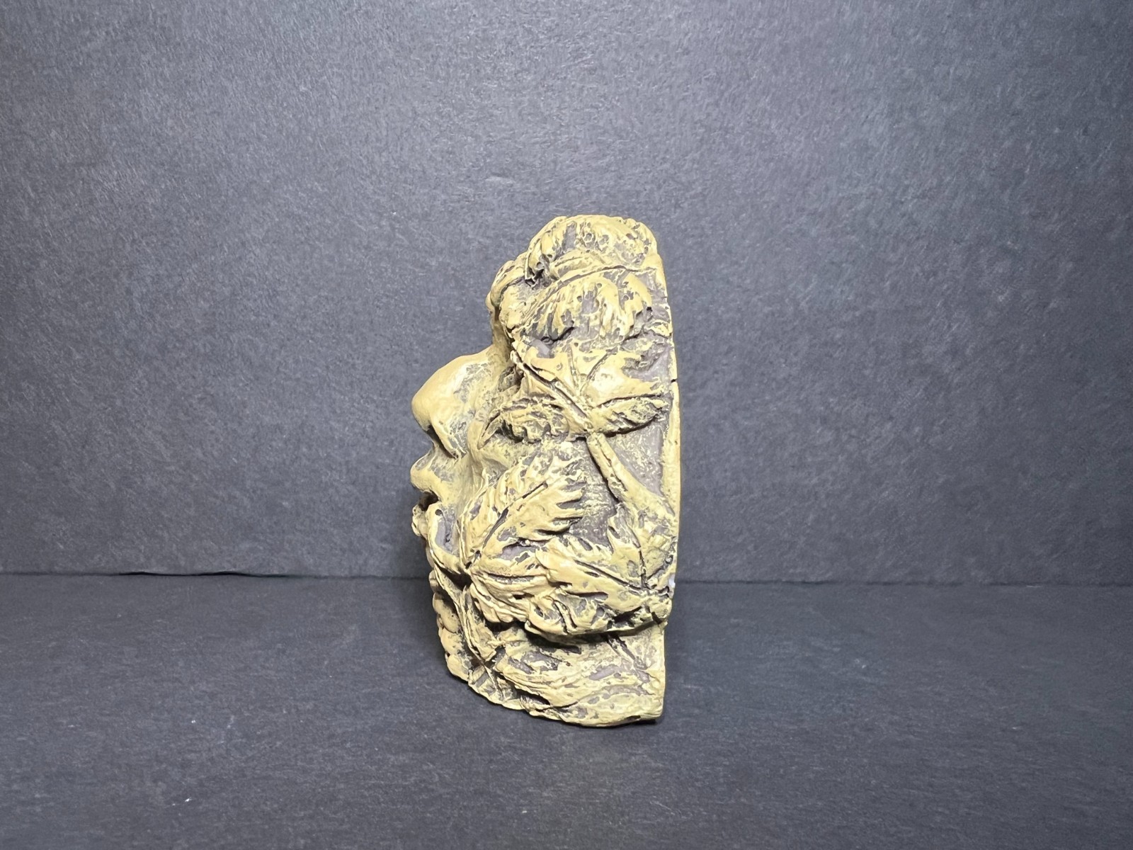 Green Man Grapevine Leaf Face Wall Decor Free Standing Sculptured Figurine 2.75″