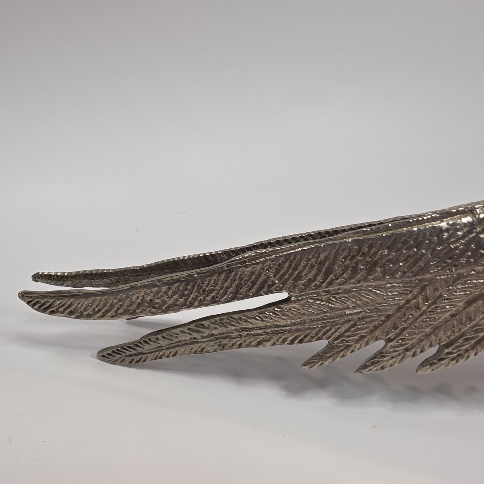 Vintage Silver Tone Pheasant Figurine Long Tail Bird Metal Statue