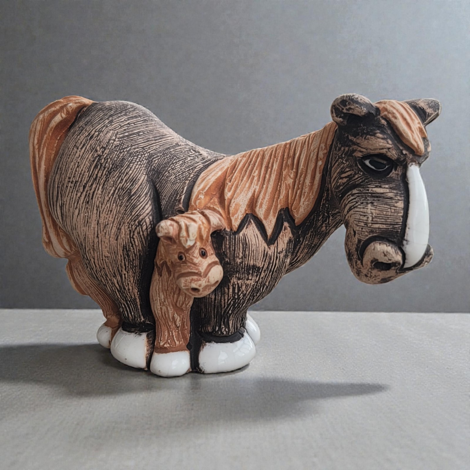 De Rosa Rinconada Clydesdale Horse and Baby Ceramic Iigurine Made Uruguay