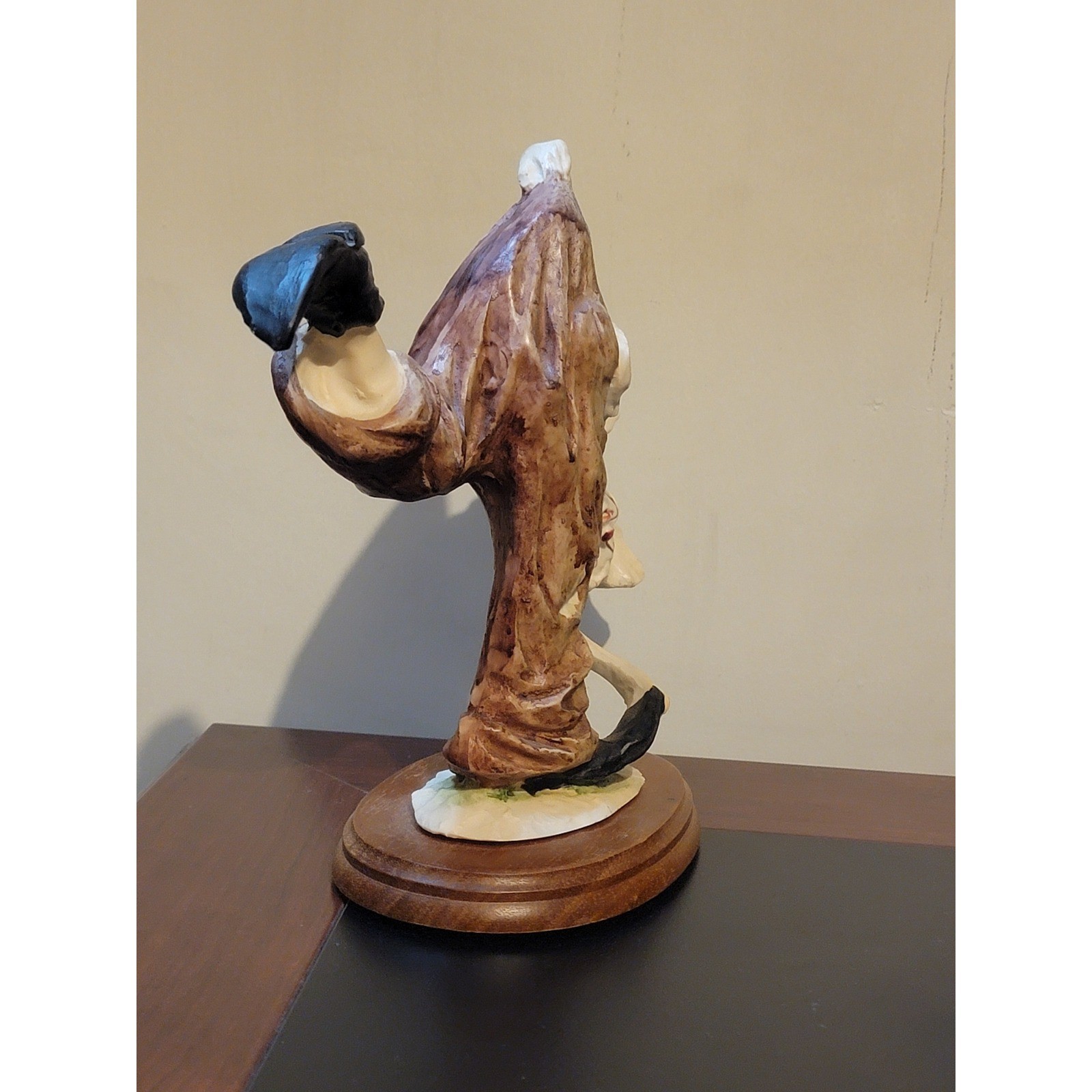 Vintage H.O.C. Hand Painted Acrobat Clown Figurine on Wood Base Made in Taiwan