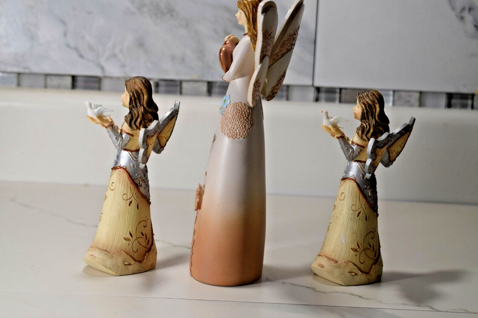 Light Your Way Memorial Faithful Friend Beloved Wife Angel Figurines – Set of 3