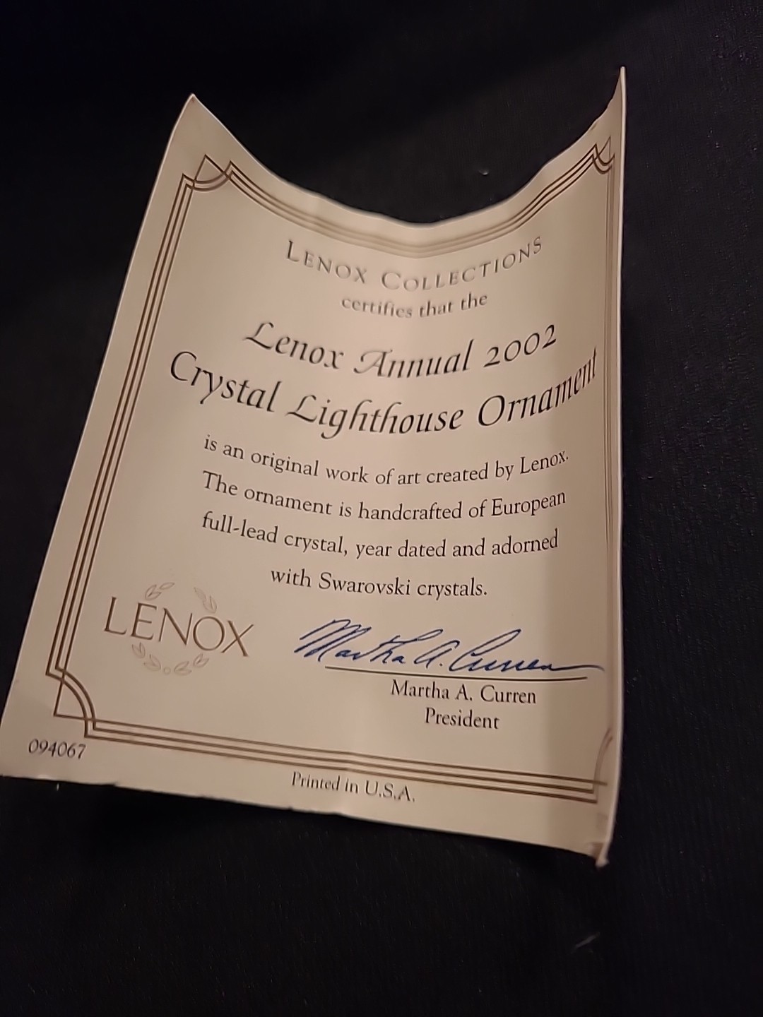 Lenox Crystal Lighthouse Ornament 2002 Blue Austrian Crystals ~ No Box