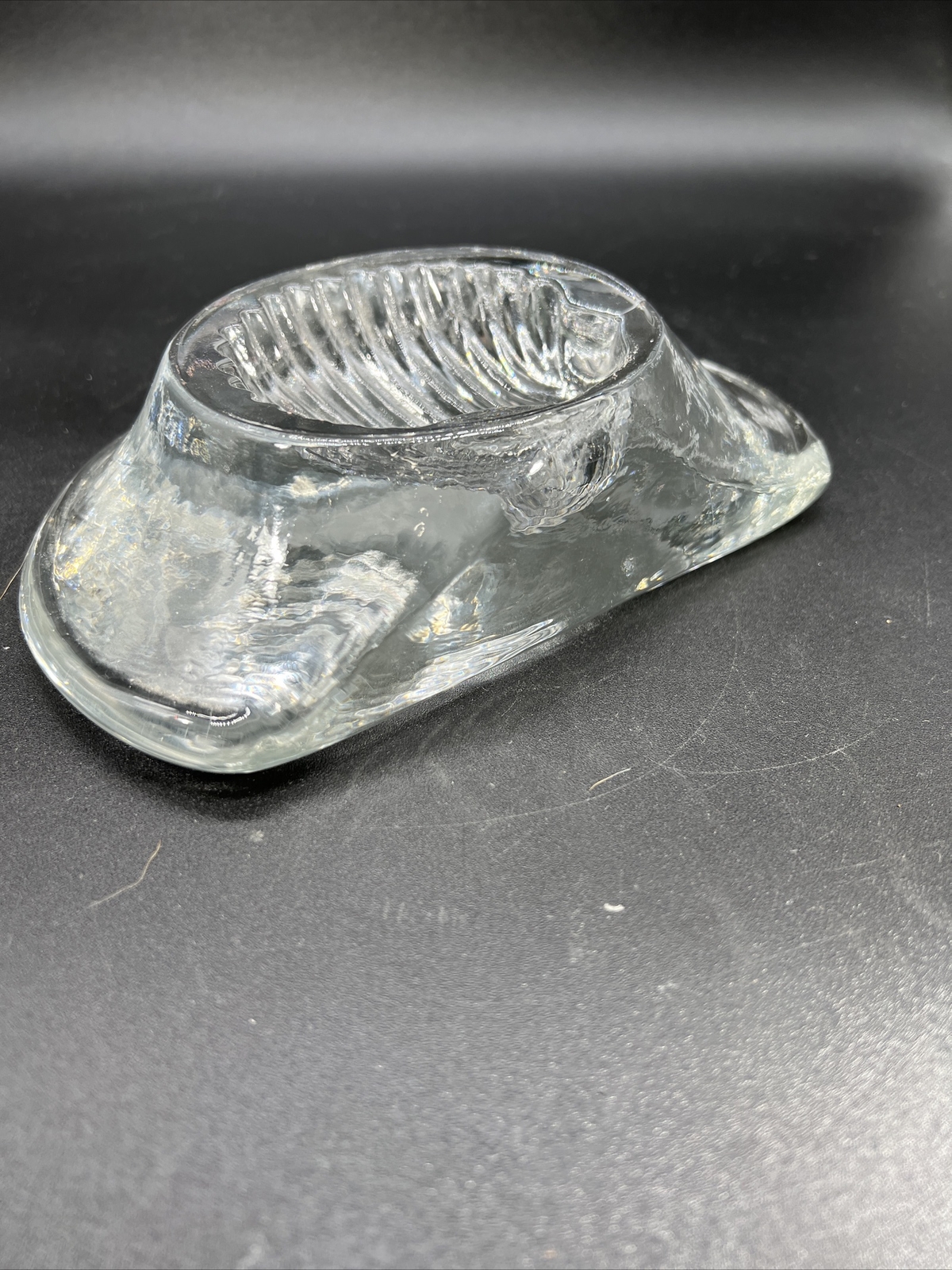VTG Clear Glass Blenko Single Bookend, Molded Seashell Lovely Piece!