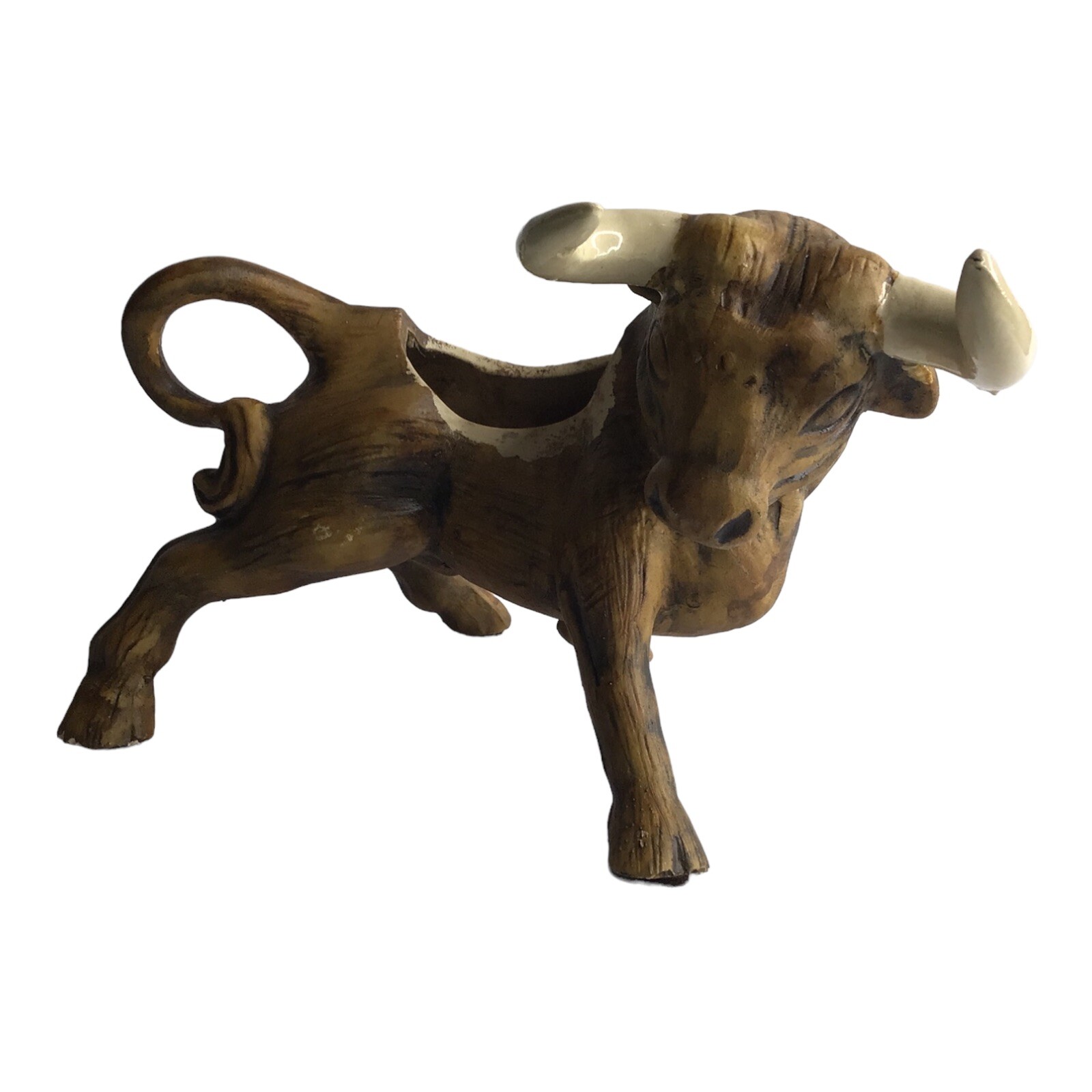 Vintage Bull Figurine Planter Japan Matte Glossy Horns Napcoware 4889