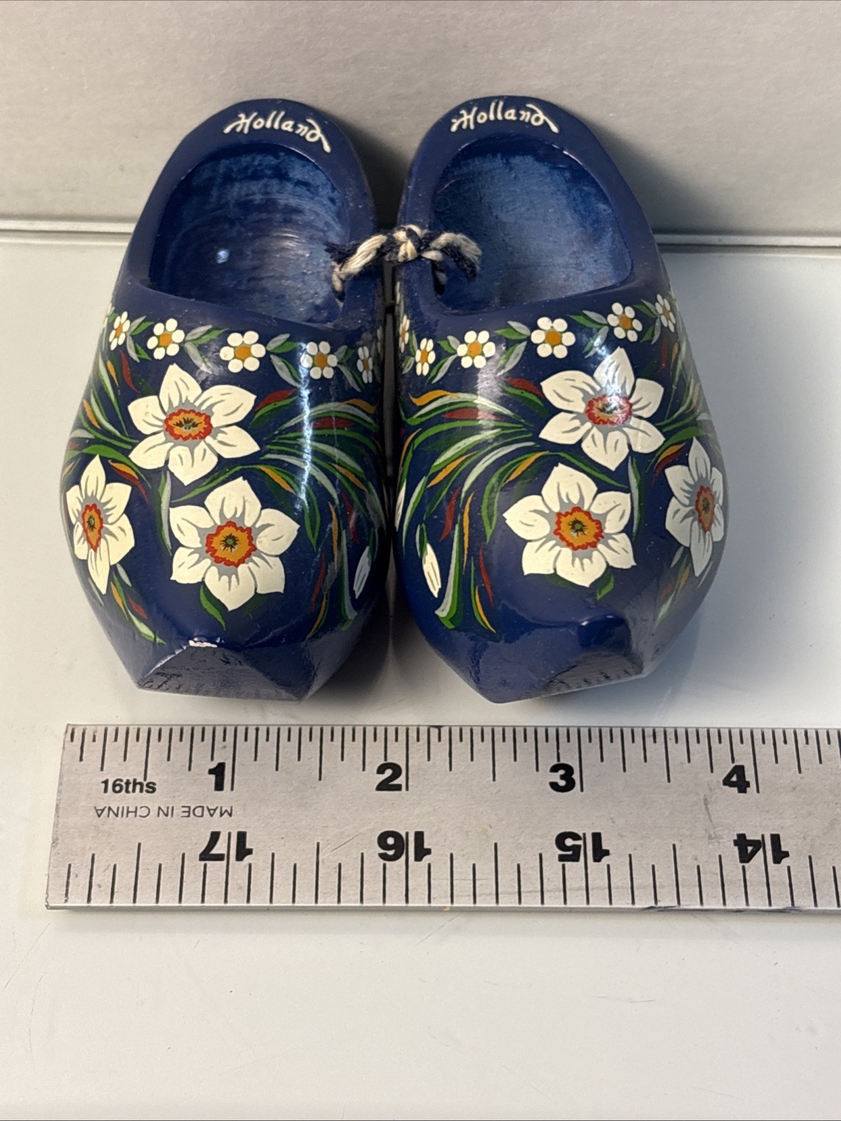 Holland Wooden Shoes Miniature Blue Floral Decor 4x4x1.75 Clomps