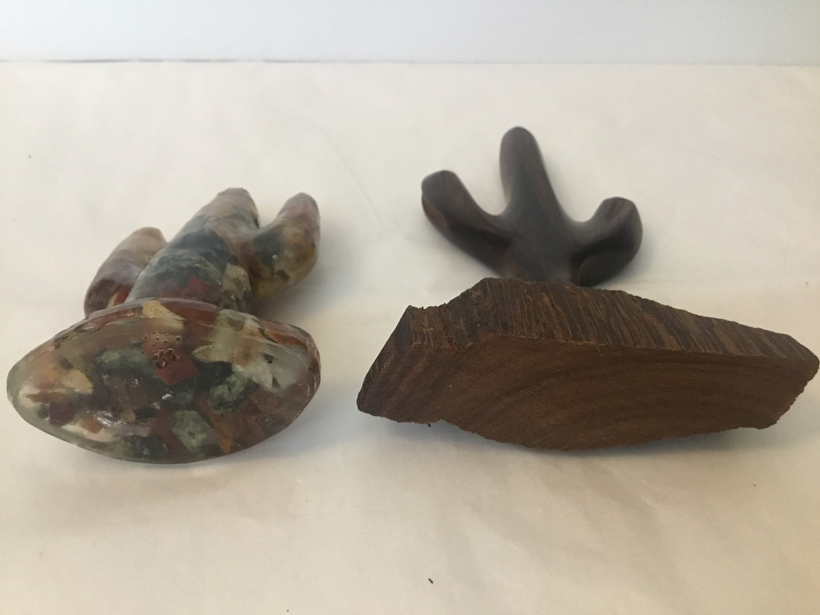 Saguaro Cactus Figurines Wood Carved 5” & Stone Filled Resin 3.5” Vintage