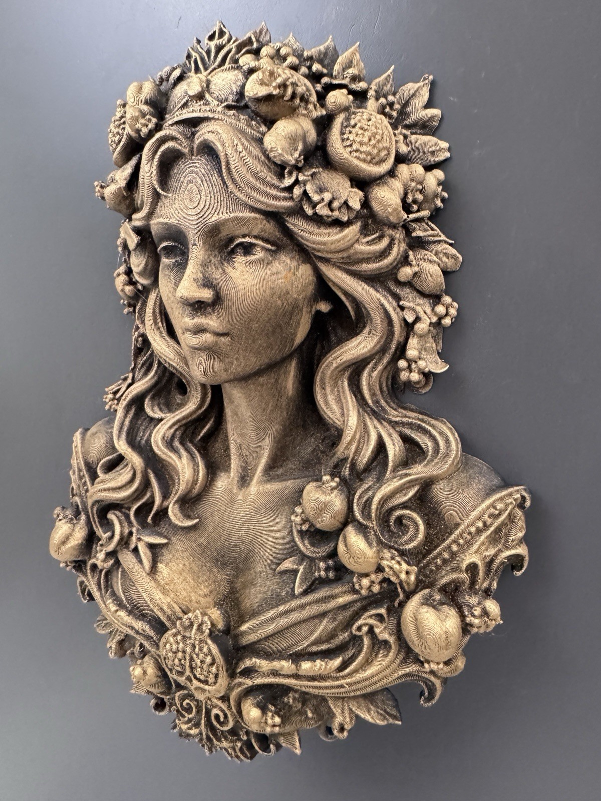 Persephone Wall Sculpture Greek goddess Bust Pomegranate Queen Mythology Decor