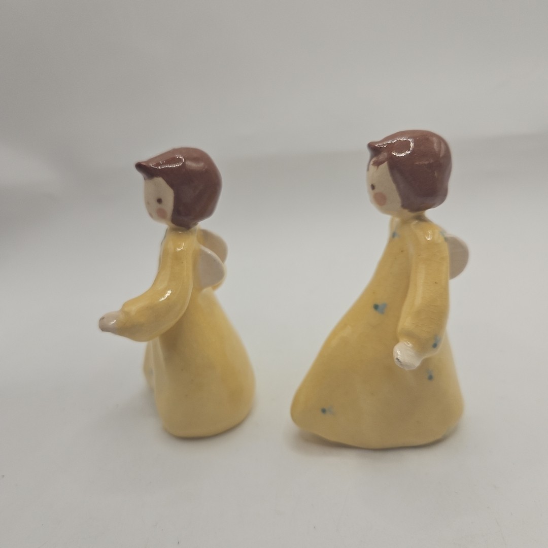 Two Vintage Yellow Angel Figures 3.5 Inches Tall
