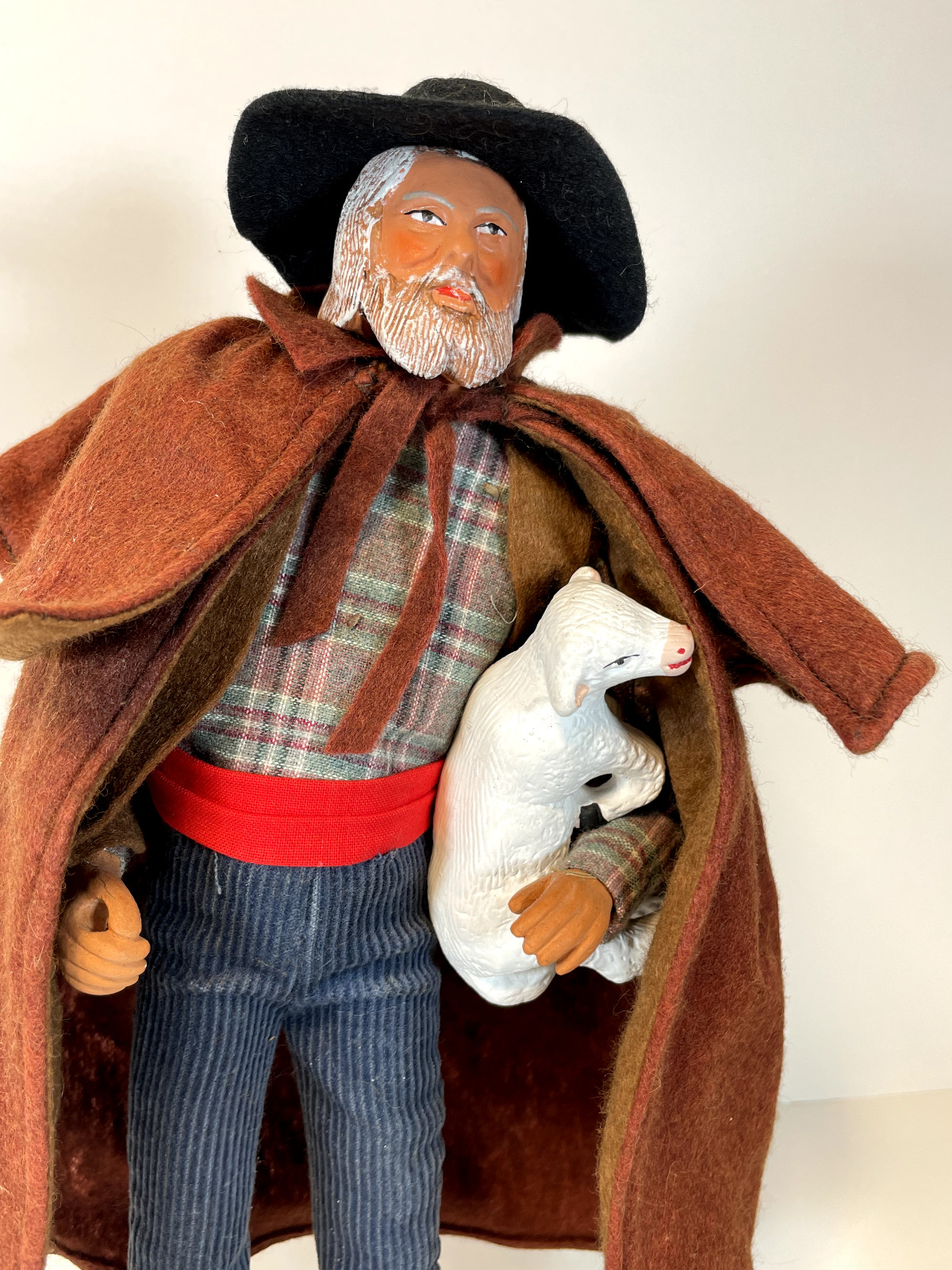 Escoffer Santon De Provence Terracotta Doll W/Lamb Signed