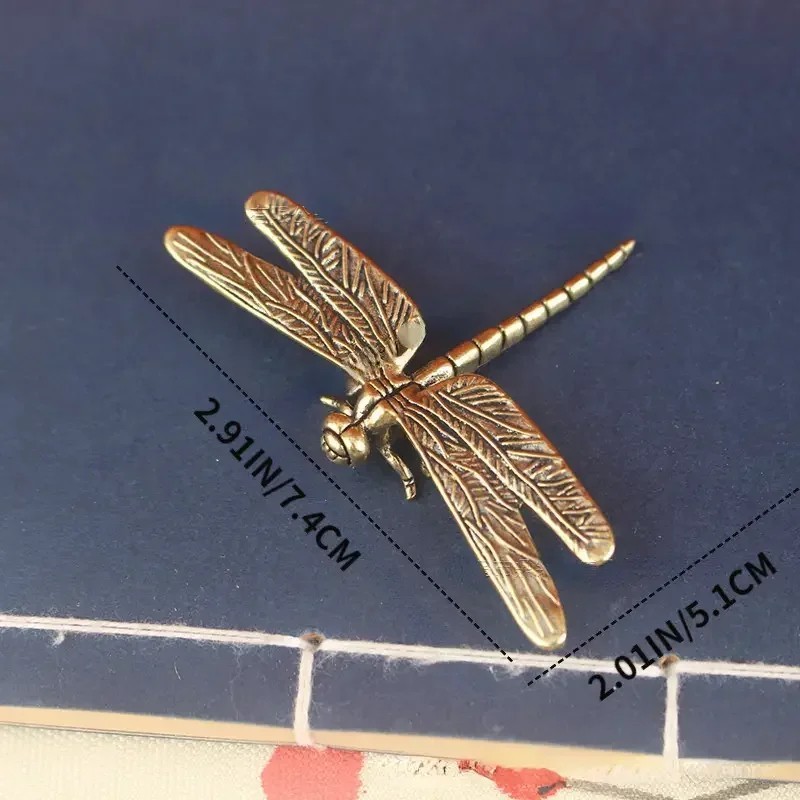 Dragonfly Brass Cooper Figurines Miniatures Tabletops Statues Home Decor 5×7 cm