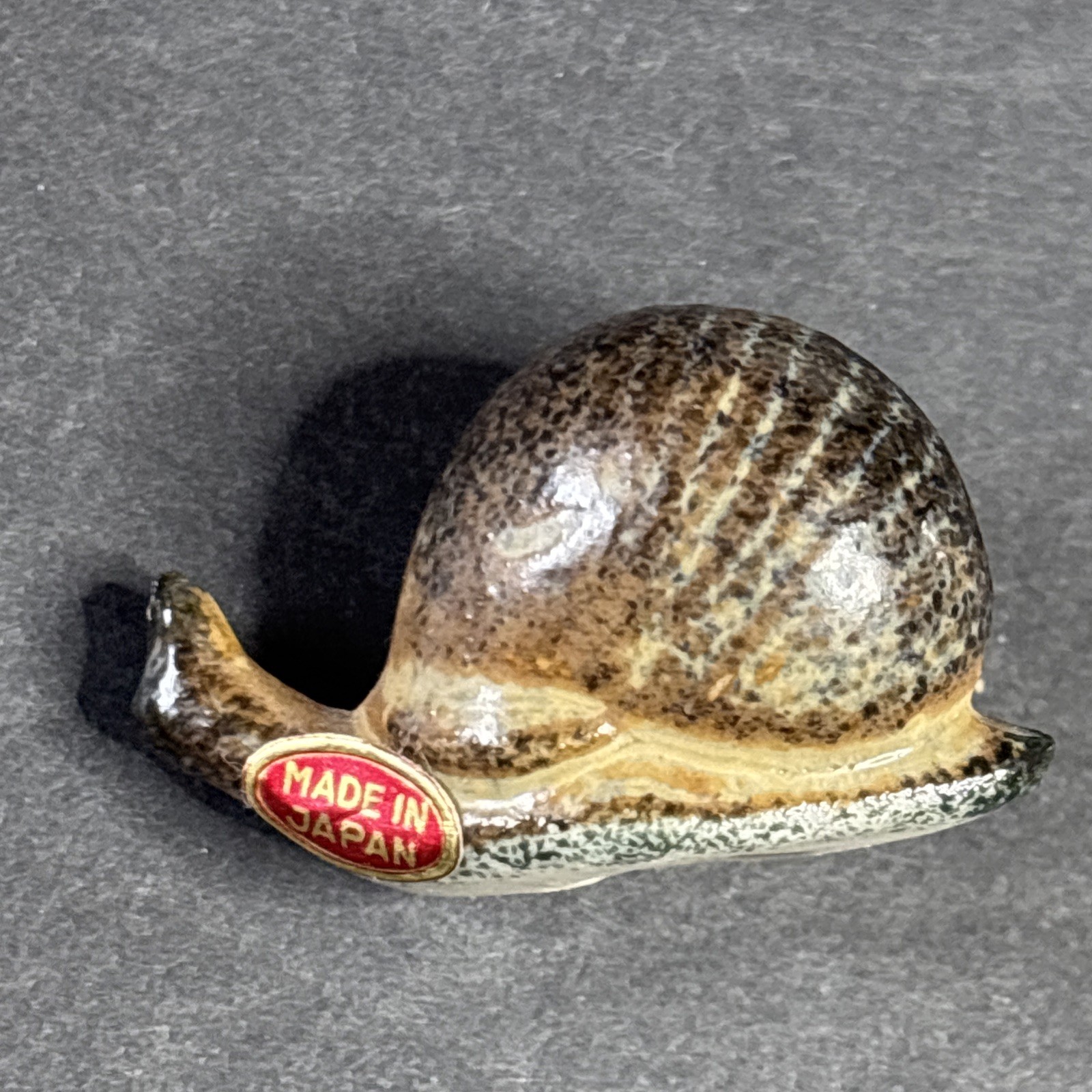 Vintage*Stoneware/Ceramic 1.75” Long Snail Marked Japan*Fairy Garden/Miniature