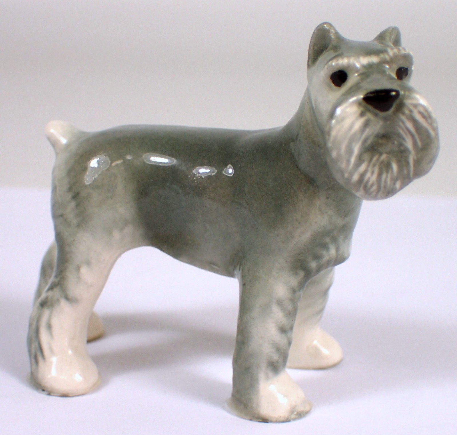 MINT Vtg 1980s Hagen Renaker Gray Schnauzer Dog Miniature Bone China Figurine