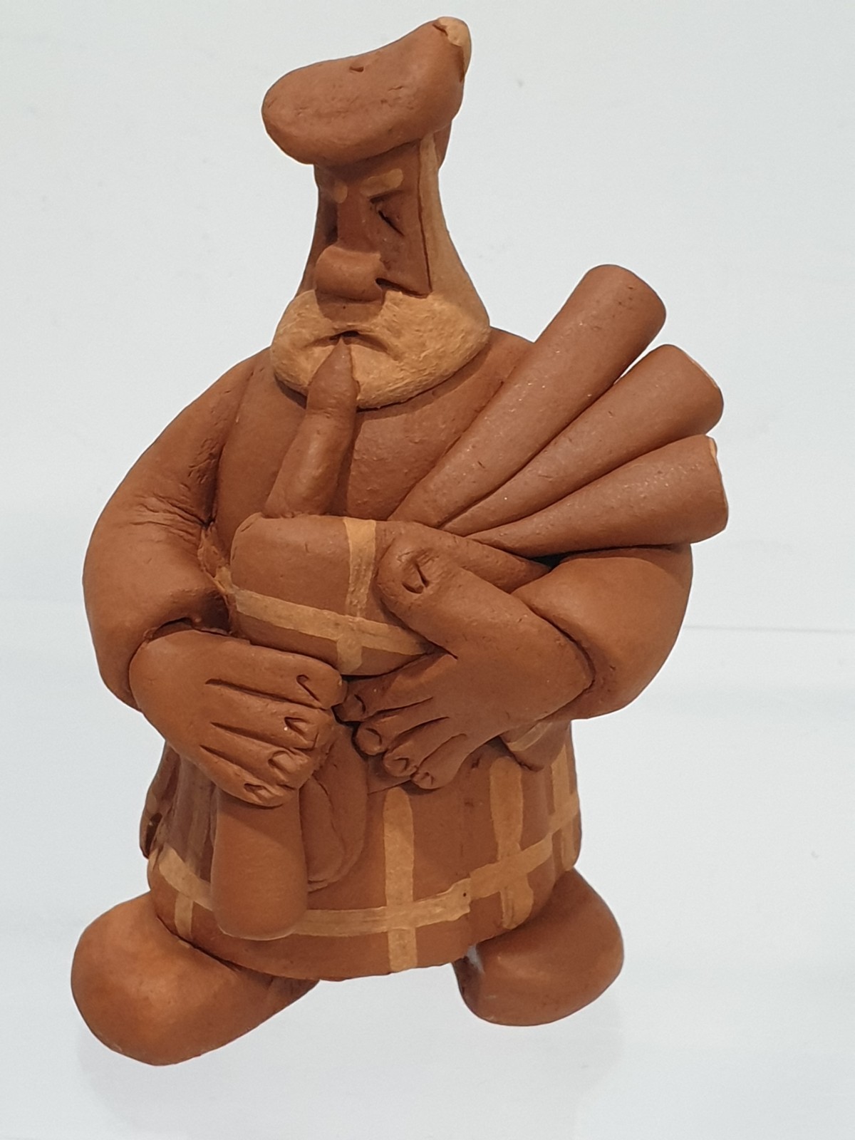 Robin Coutts Red Clay Figurine Scotsman Bagpiper Made In Edinburgh 1950s-1970s