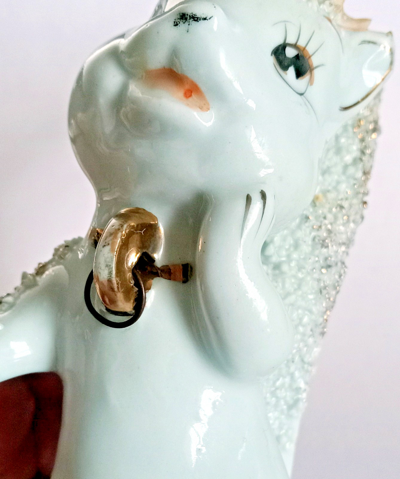 Rare 1950s Anthropomorphic Blue Spaghetti Trim Squirrel Mama Figurine