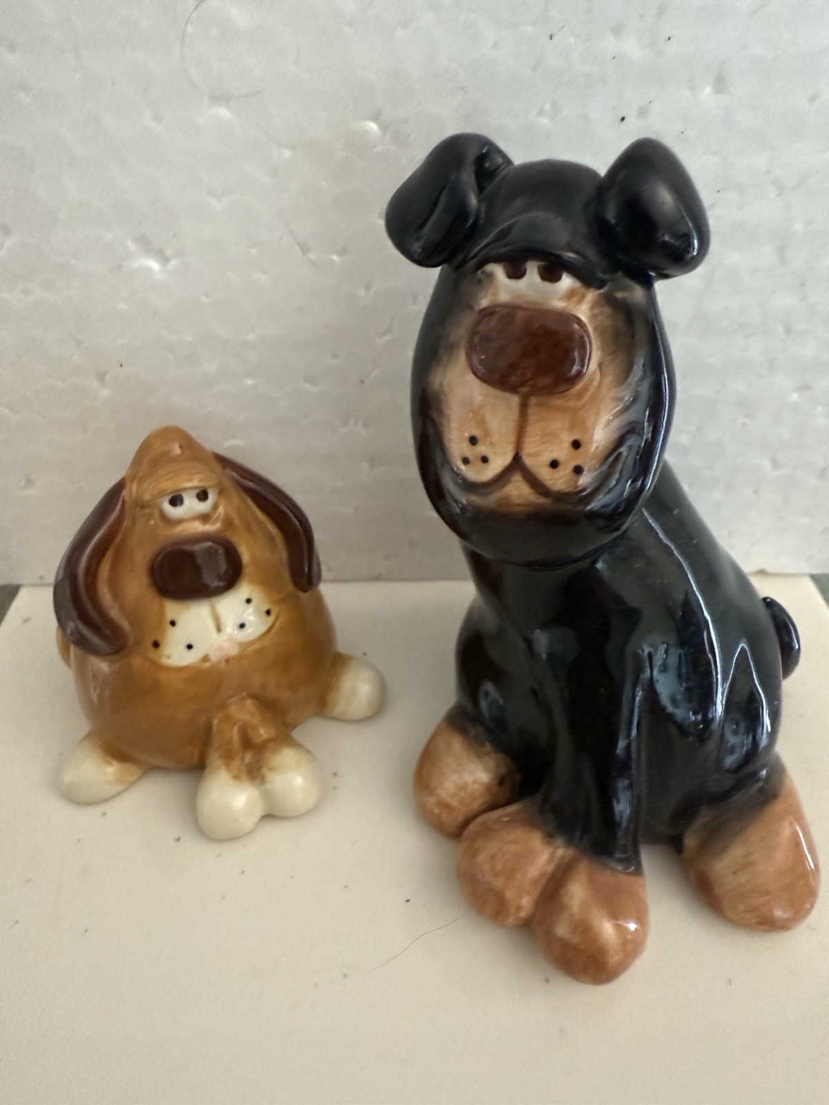 Ceramic Dog Figurines by Russ Berrie Signed Douglas – Set of 2