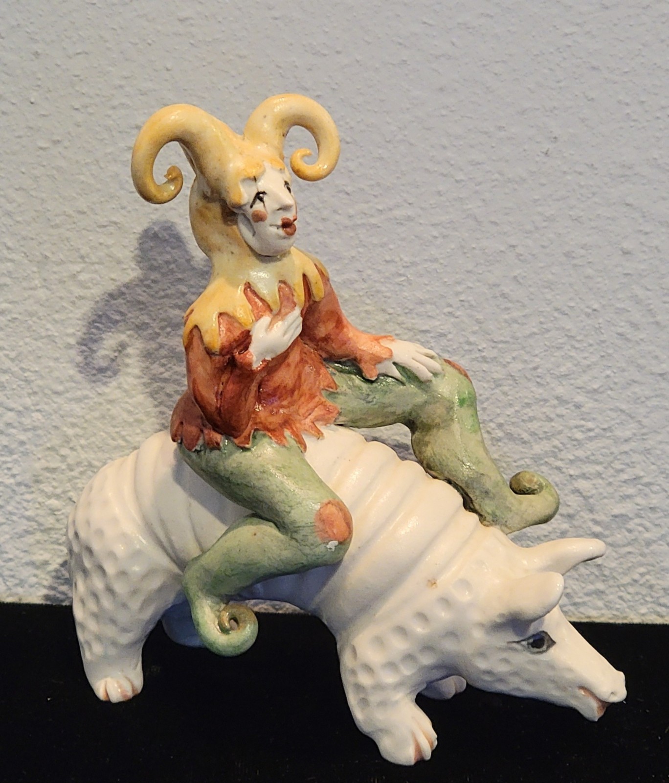 Ardalt Lenwile Jester Riding an ARMADILLO Hand Painted Porcelain Figurine JAPAN