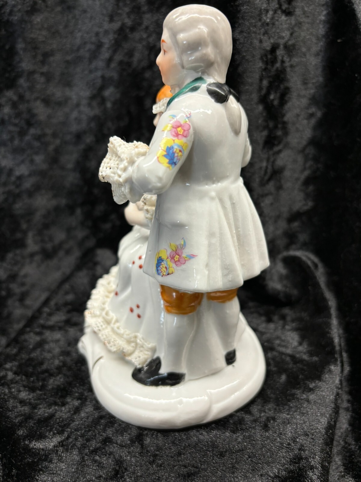 Colonial Couple Figurine Dotted Dress