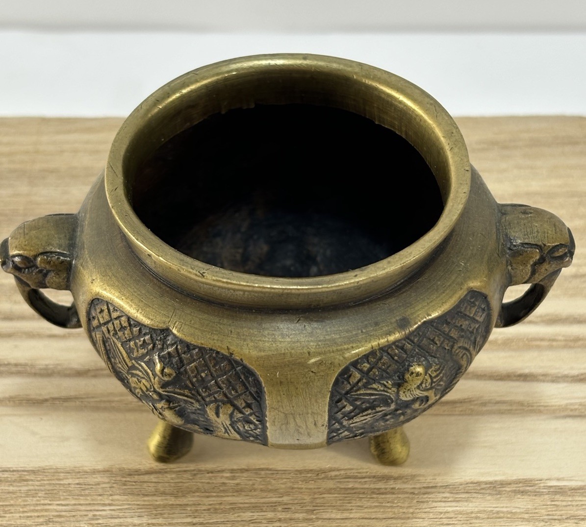 Solid Brass Mini Incense Burner Small Statue Home Ornate Collectibles 2.5 Inch