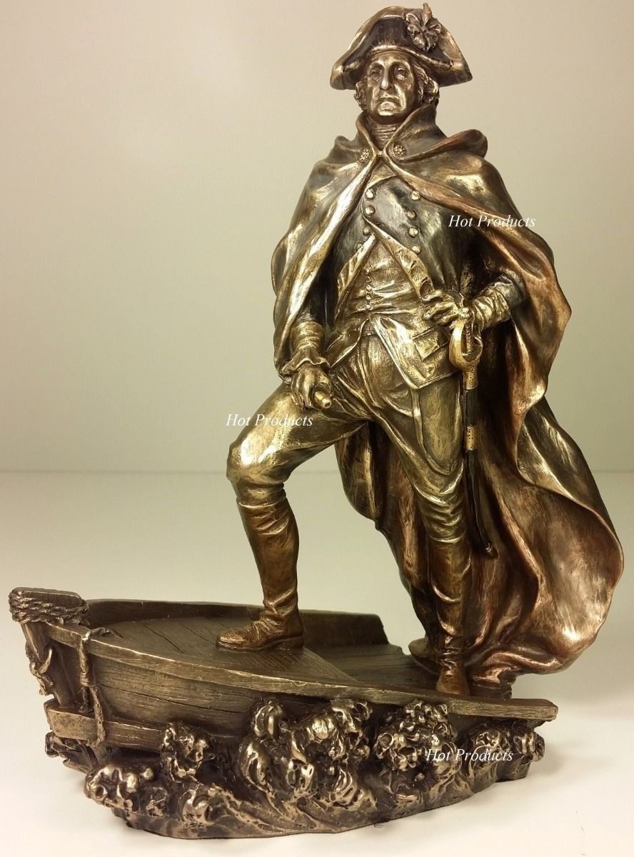✅ 9 1/2″ GEORGE WASHINGTON Crossing The Delaware Statue Antique Bronze Color ✅