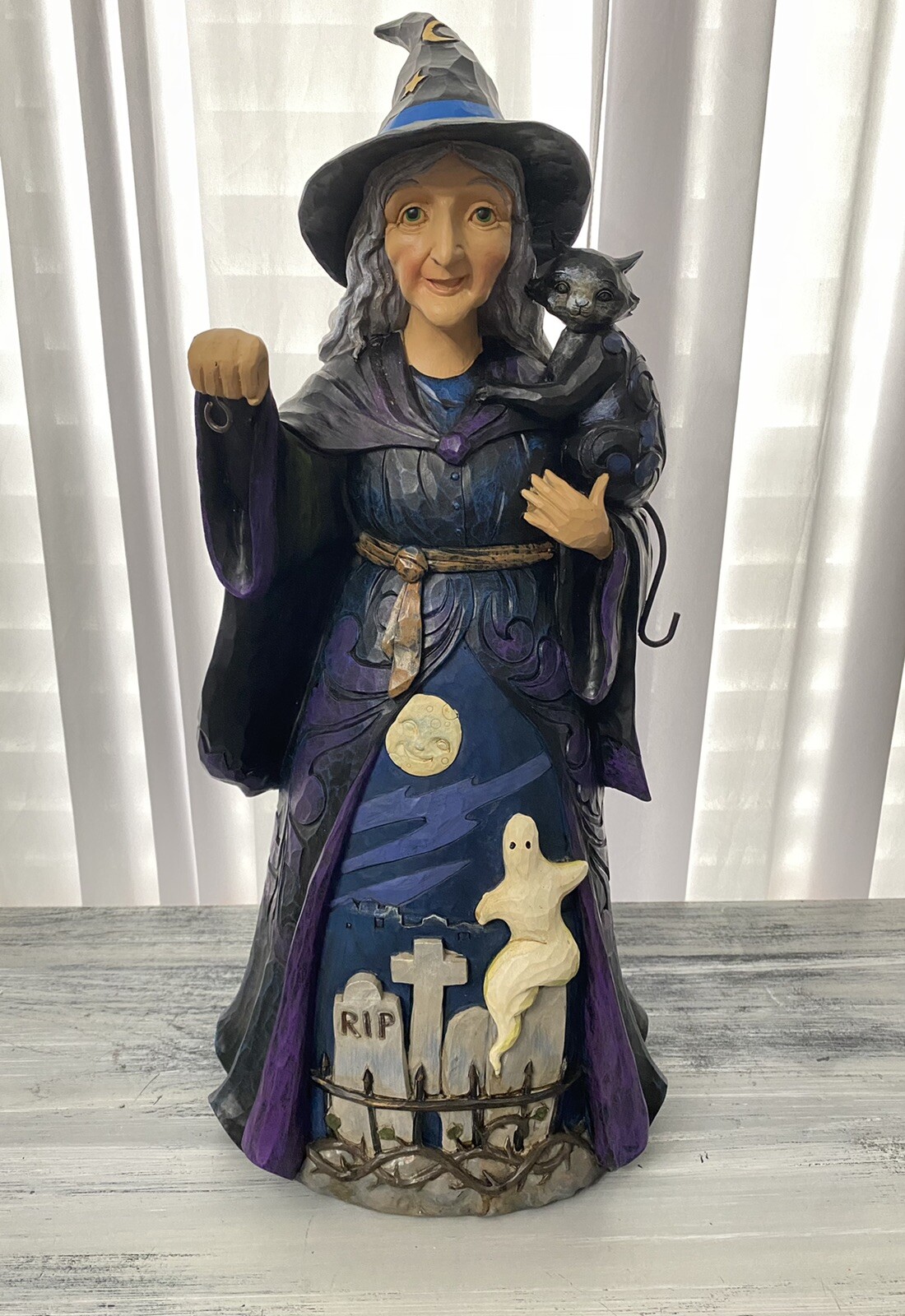 Jim Shore Lighted Halloween Witch with Cat 20in Enesco Discontinued 2018 6003366