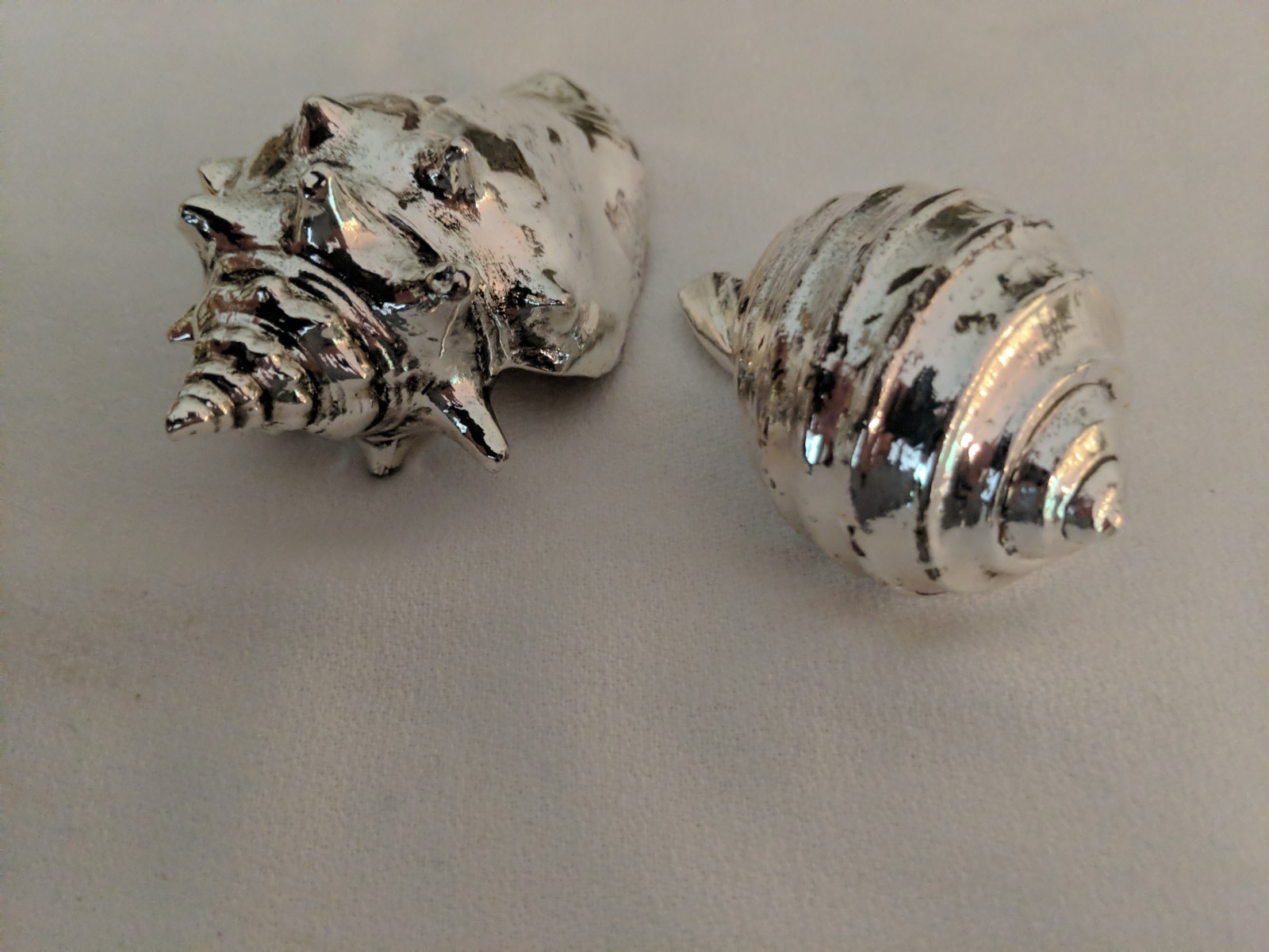 Vintage Christofle France Seashell Figurines Pair Silver Plate