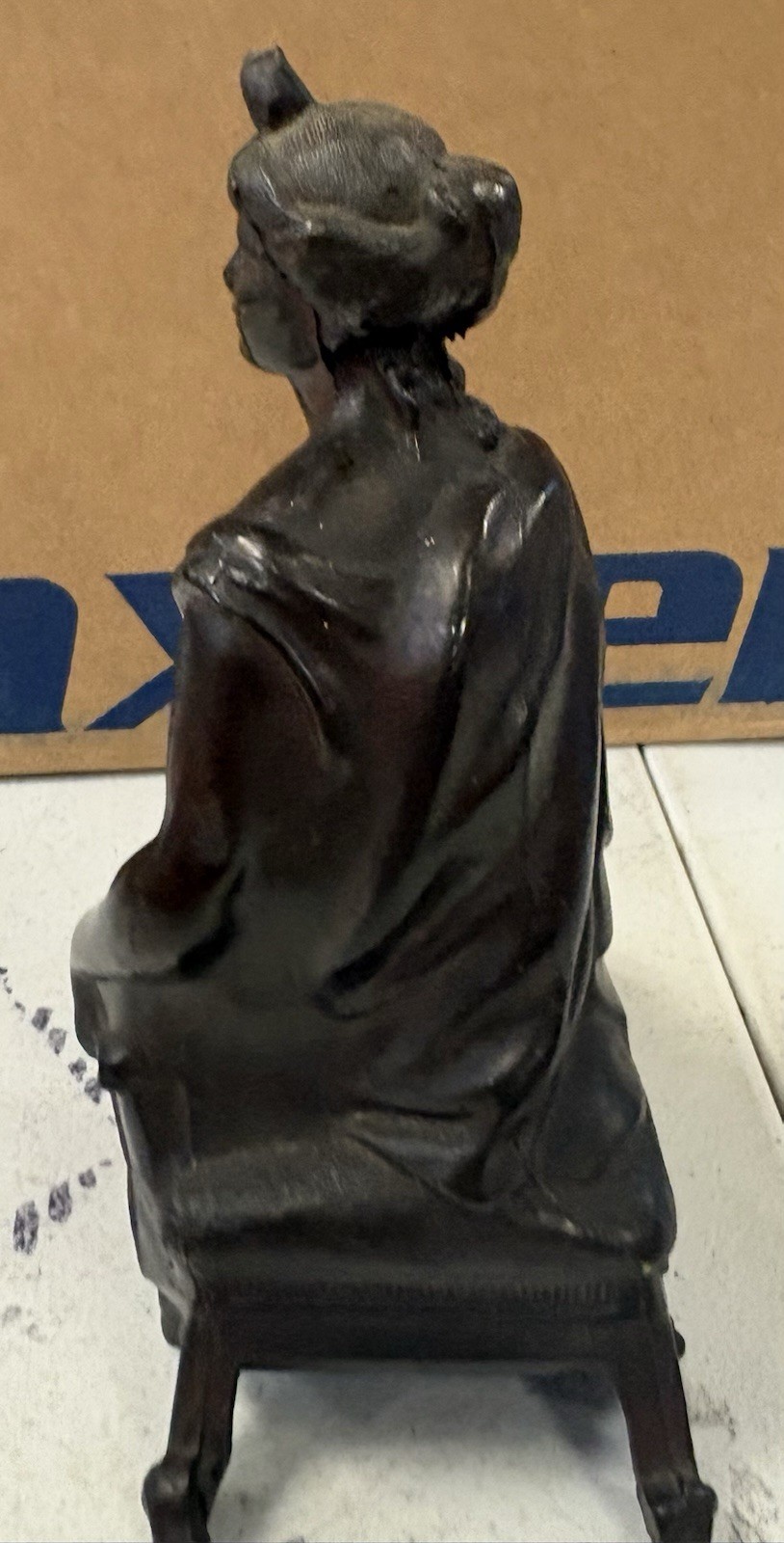 Antique Ansonia Spelter Roman Goddess Woman Statue Harp Baroque Elegant