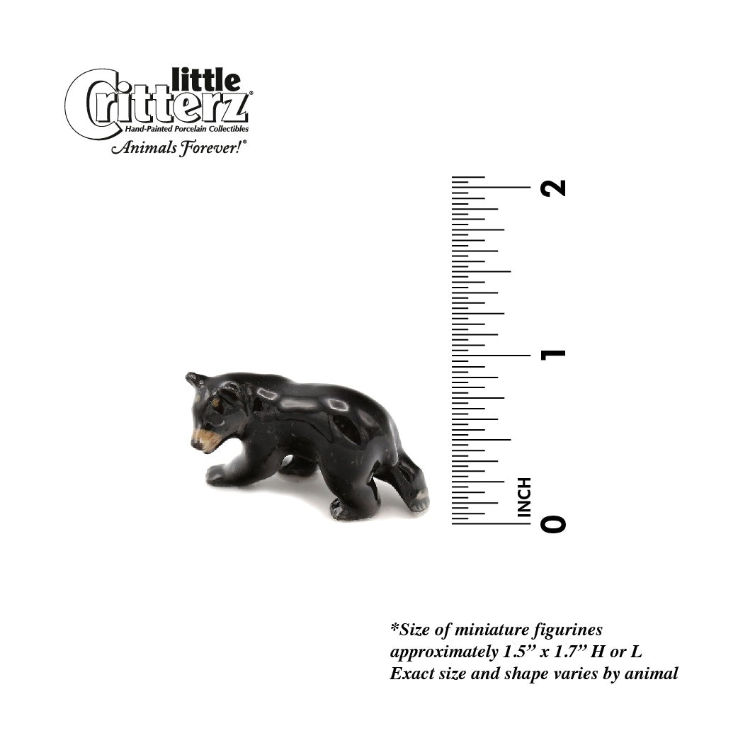 Little Critterz Bear – Black Bear “Blueberry” – Miniature Porcelain Figurine