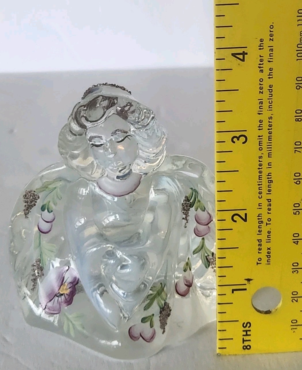 Signed FENTON Iridescent Opalescent Clear Glass GUARDIAN ANGEL Figurine 95