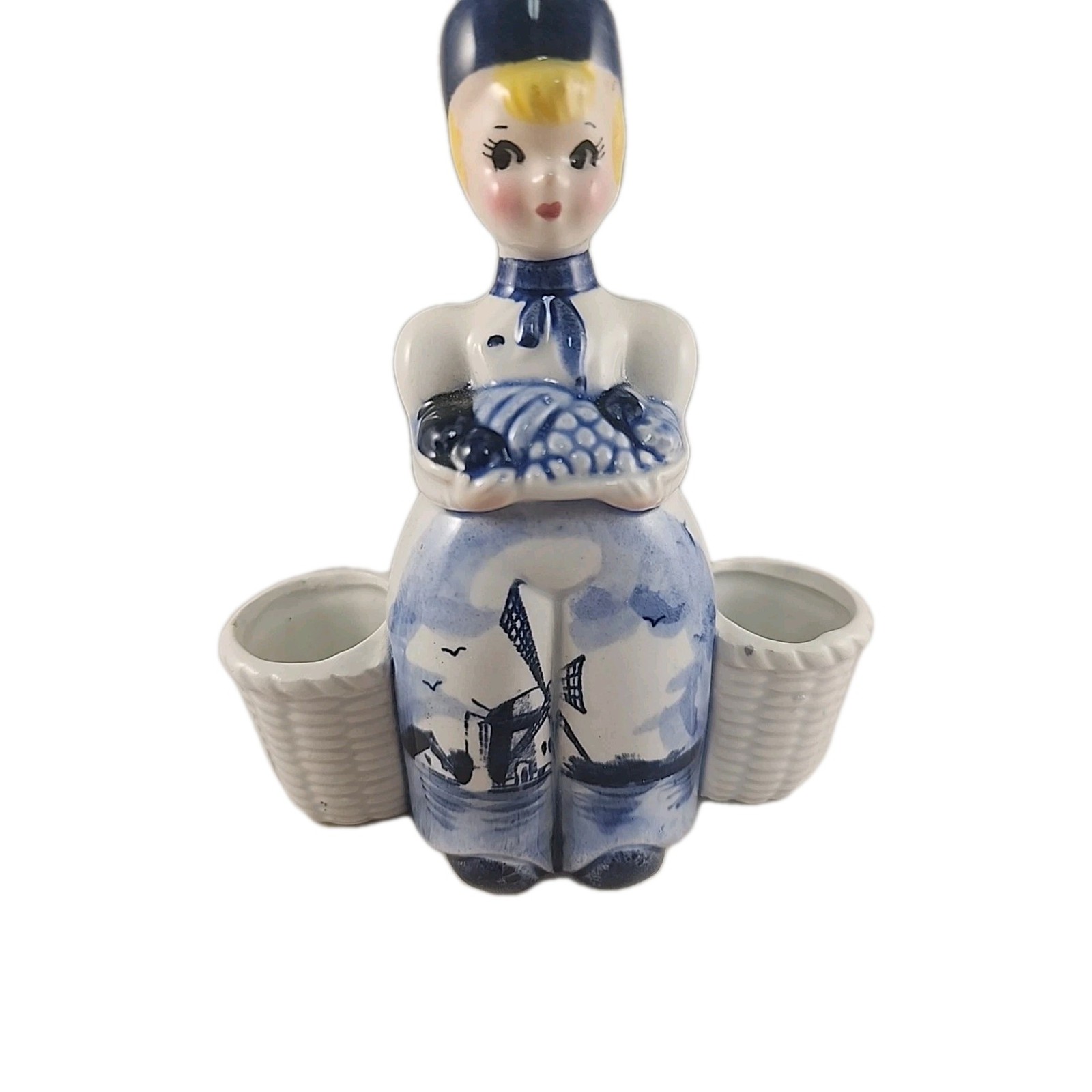 Glazed Holland Dutch Girl Toothpick/Air Plant And Delft Windmill Night Light…