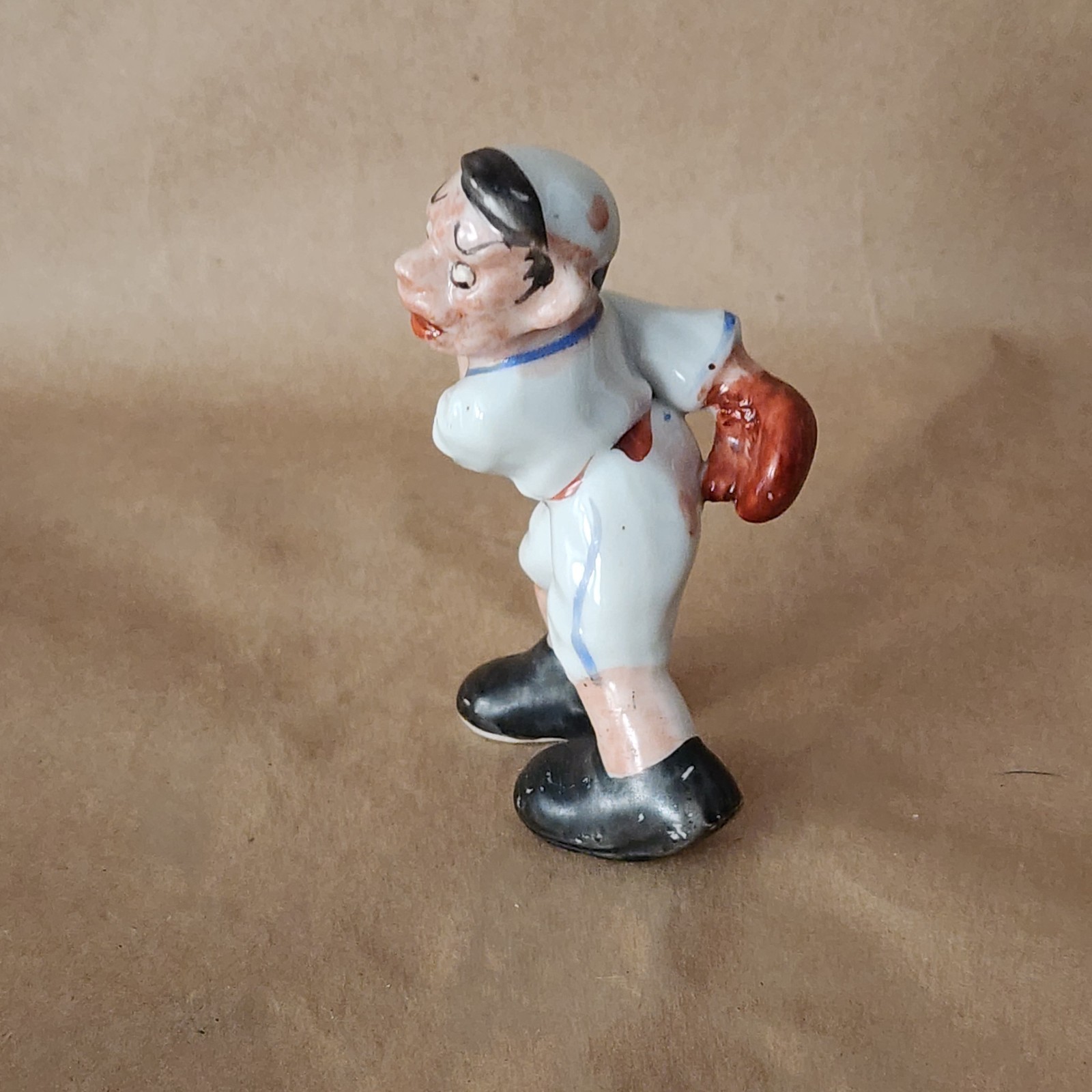 Vntg 40s-50s Lefty Baseball Player Figurine Ceramic Porcelain Hand Painted Japan