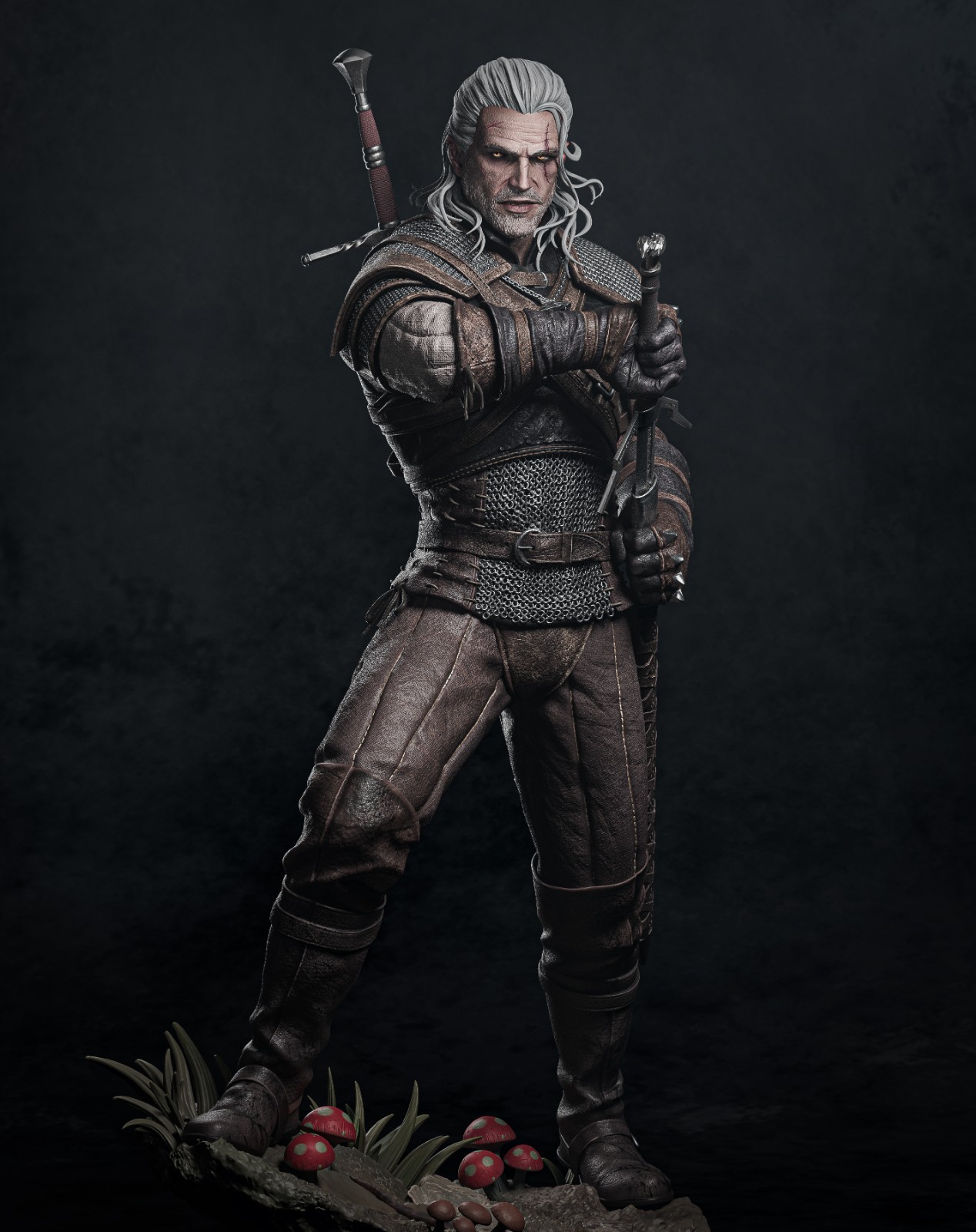 Geralt – The Witcher 1/6 or 1/9 Scale Figure Statue 3D Print Model Kit Unpainted