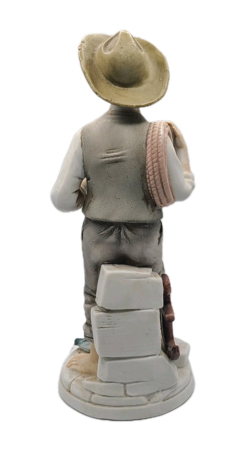 Norleans Old Fisherman Figurine Smoking A Pipe Anchor Dock Lines Hand Painted