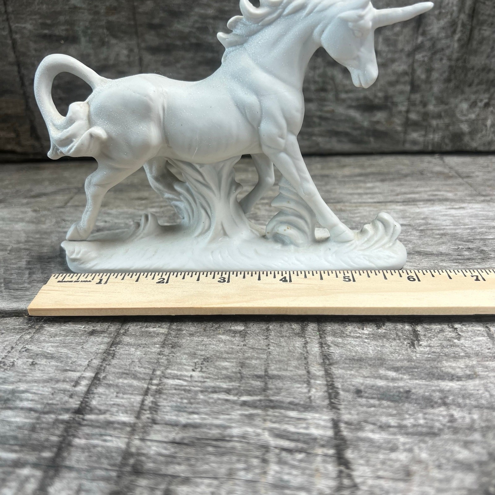 White Bisque Porcelain Unicorn Figurine Matte Finish Fantasy Decor