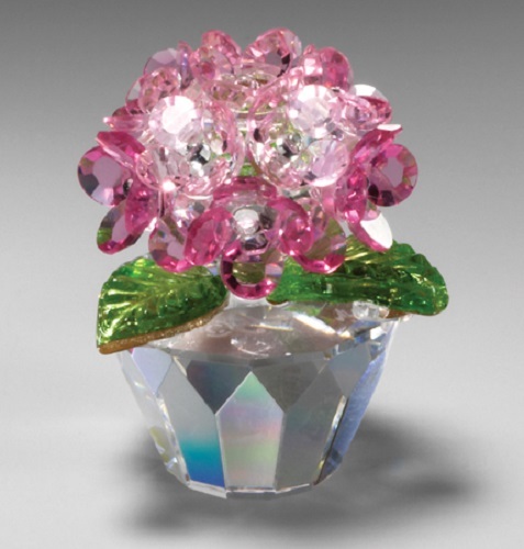 New Crystal World Hydrangea Pink Figurine Miniature