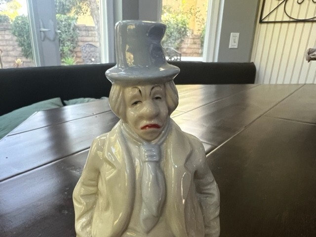 Vintage Porcelain Circus Clown Figurine Grumpy Expression Hands in Pockets 7”