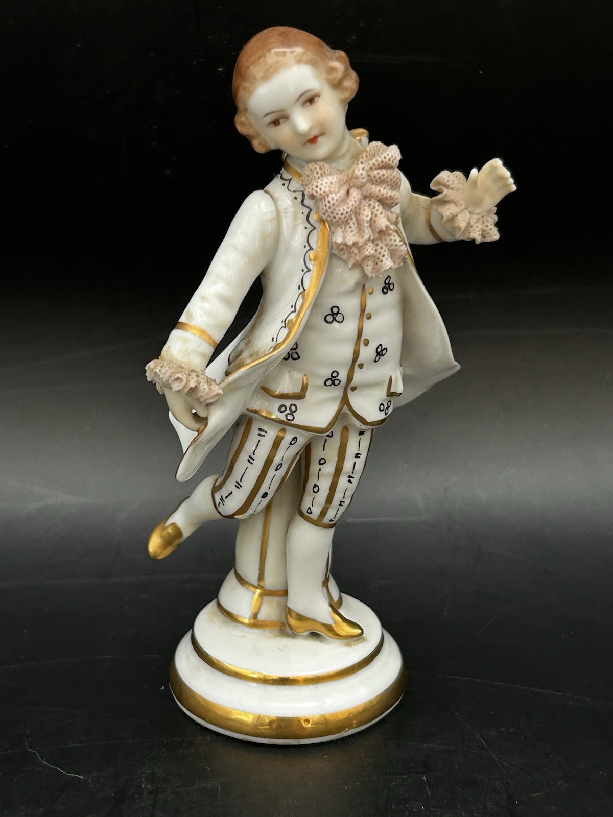 MULLER VOLKSTEDT Hand Painted Dresden Germany Dancing Young Man 5”