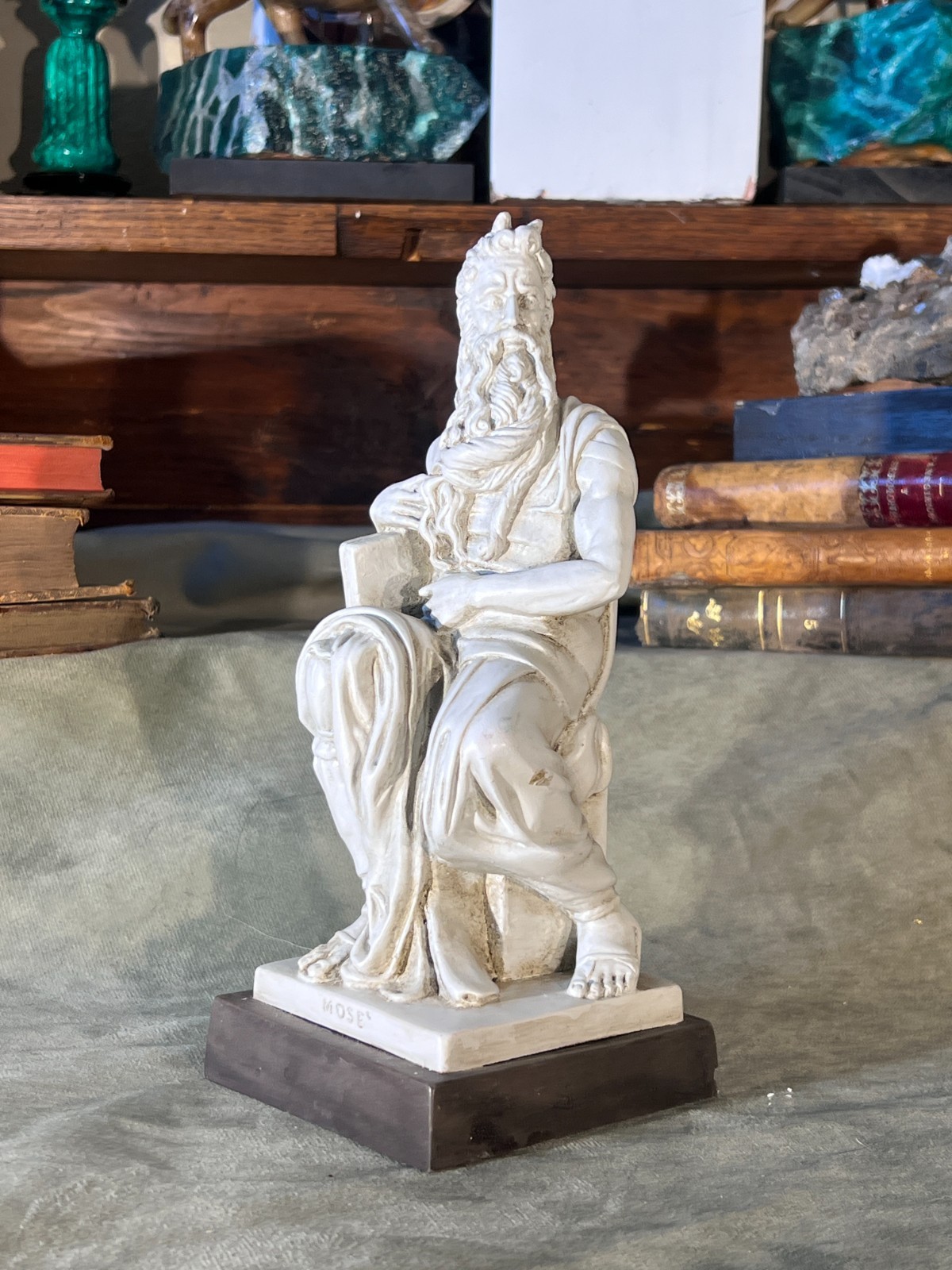 Grand Tour Revival St. Vintage Classical Painted Moses Figure After Michelangelo