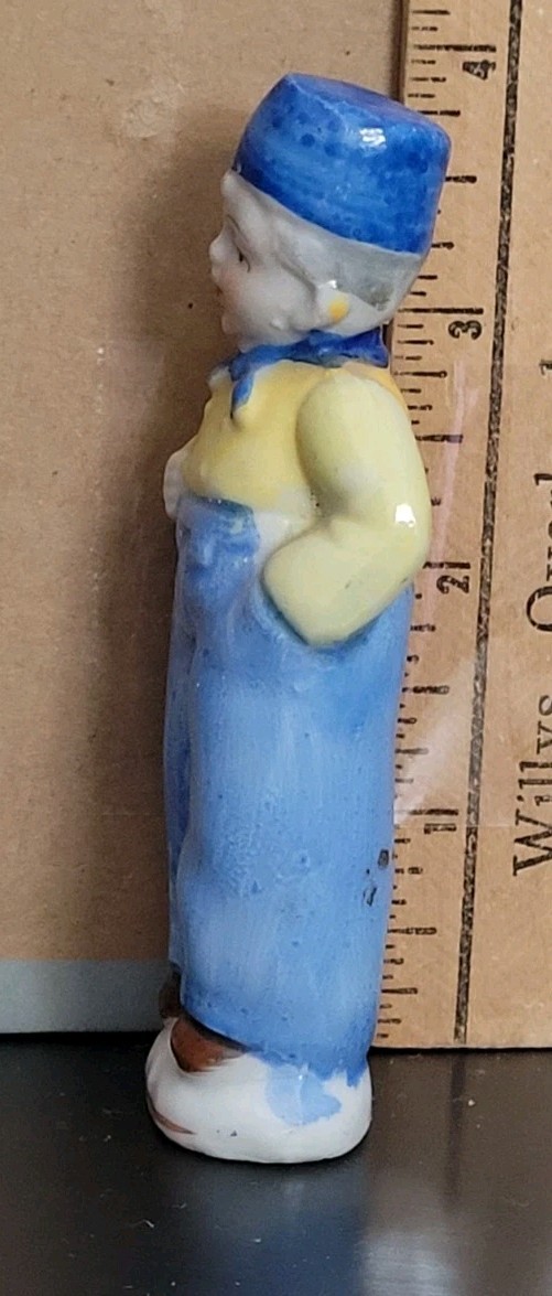 Vintage BOY IN YELLOW AND BLUE ceramic figurine MADE IN JAPAN