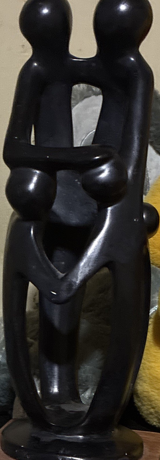 Modern Abstract Couple Black Wood Sculpture Smooth Finish Art Decor