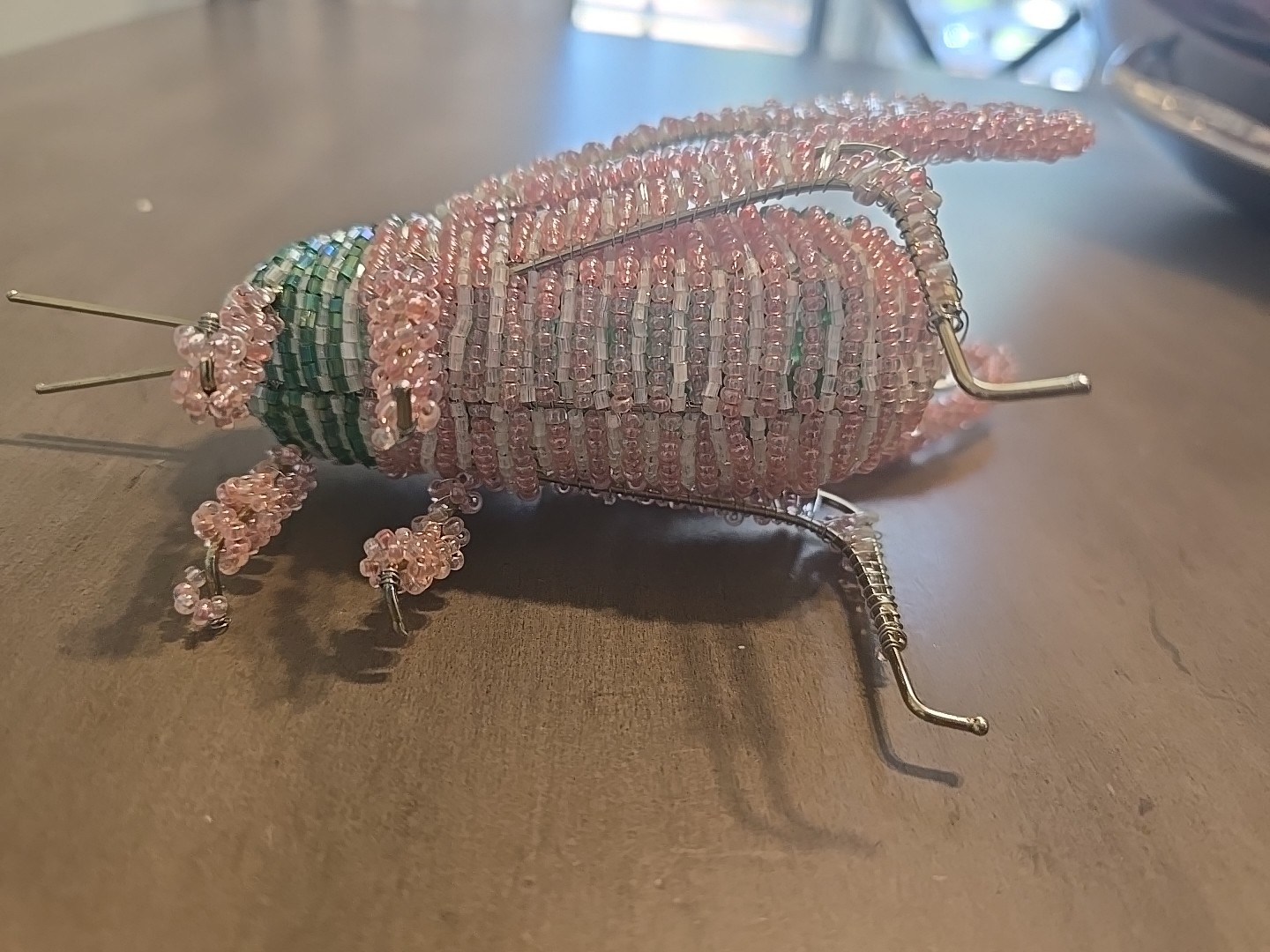 Handmade Wire Wrapped Beaded Insect Cricket Sculpture Figurine