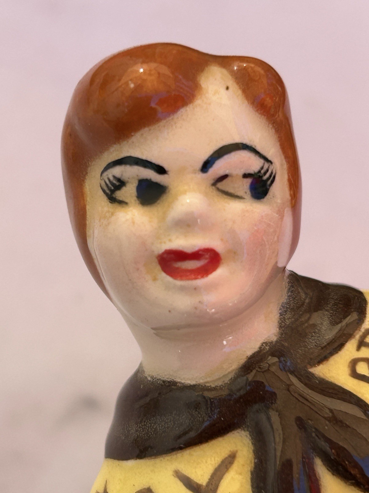 Vintage Hand Painted Western Cowgirl Bandana Ceramic Figurine 1950s 6”