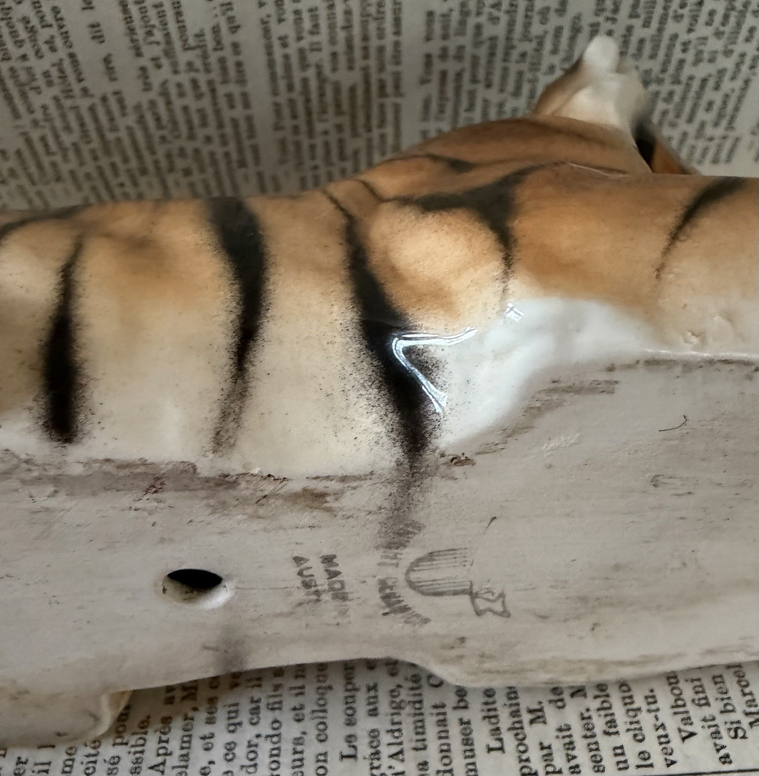 Vintage WIEN KERAMOS Porcelain Tiger With Ball Statue Vienna Austria