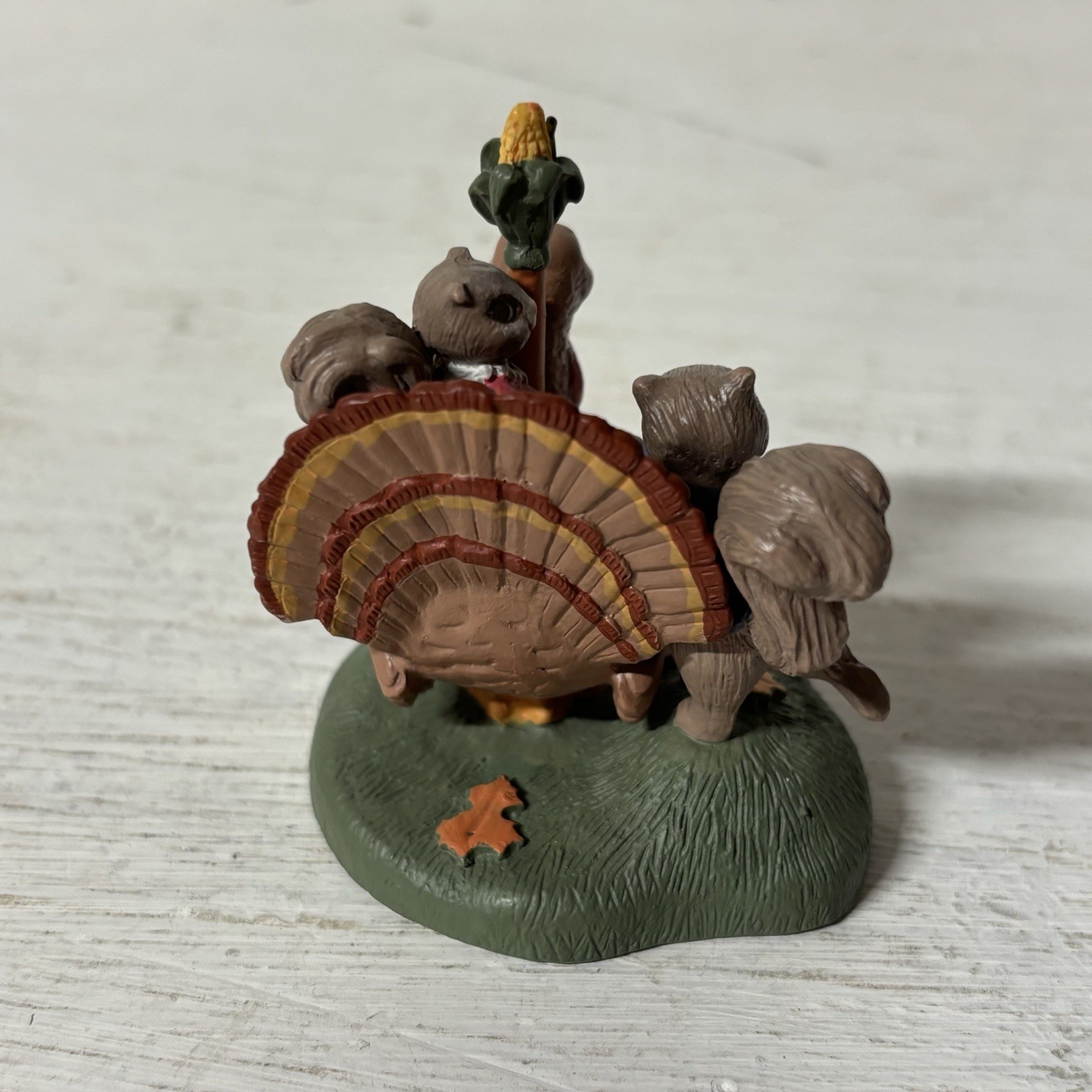 Vintage Avon Kathy Jeffers Squirrels Carousel Turkey Fall Mini Figurine 1993